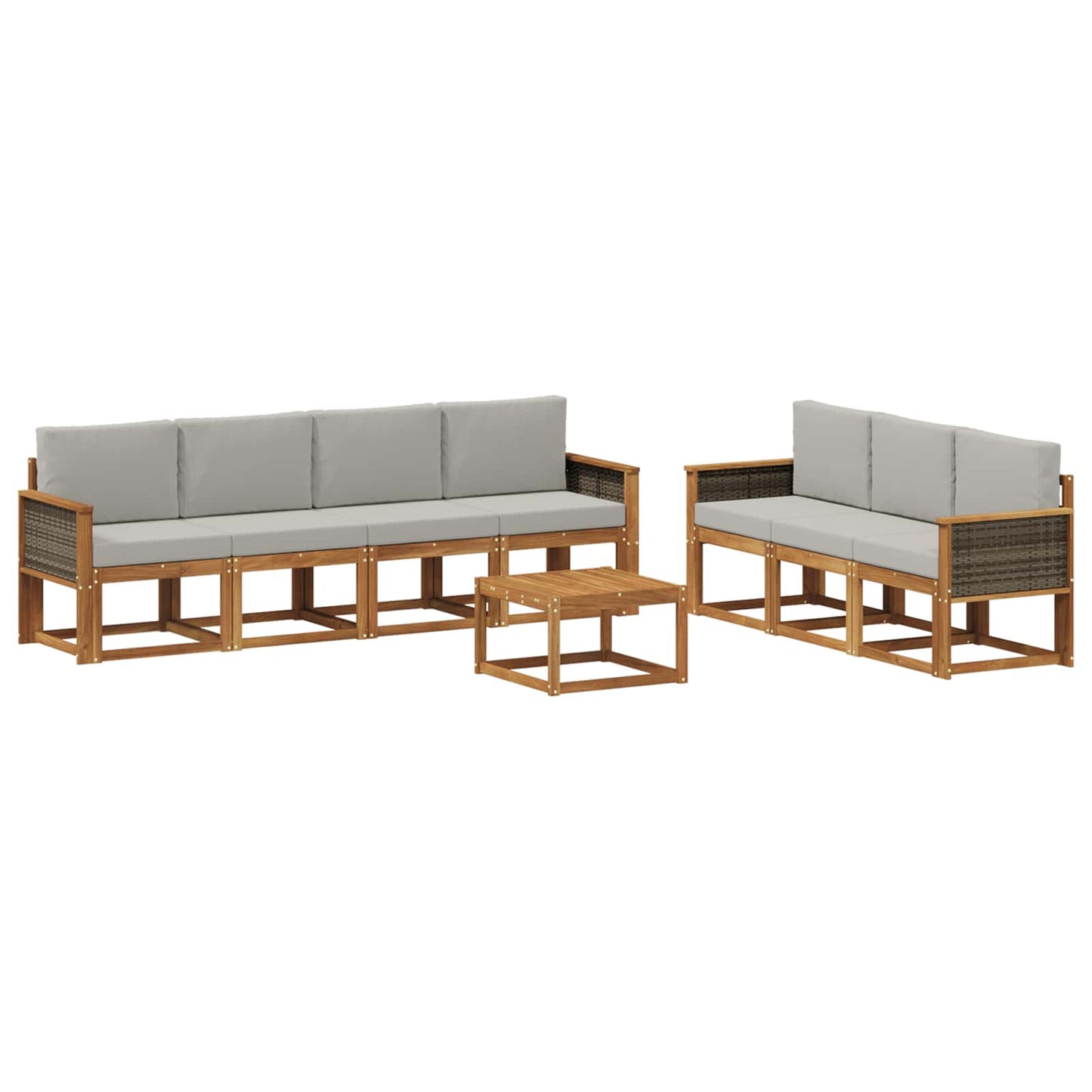 Outdoor-Sofagarnitur mit Kissen 7 pcs Natürlich und Hellgrau