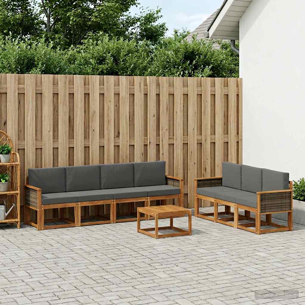 Outdoor-Sofagarnitur 7 stk. Natur und Anthrazit