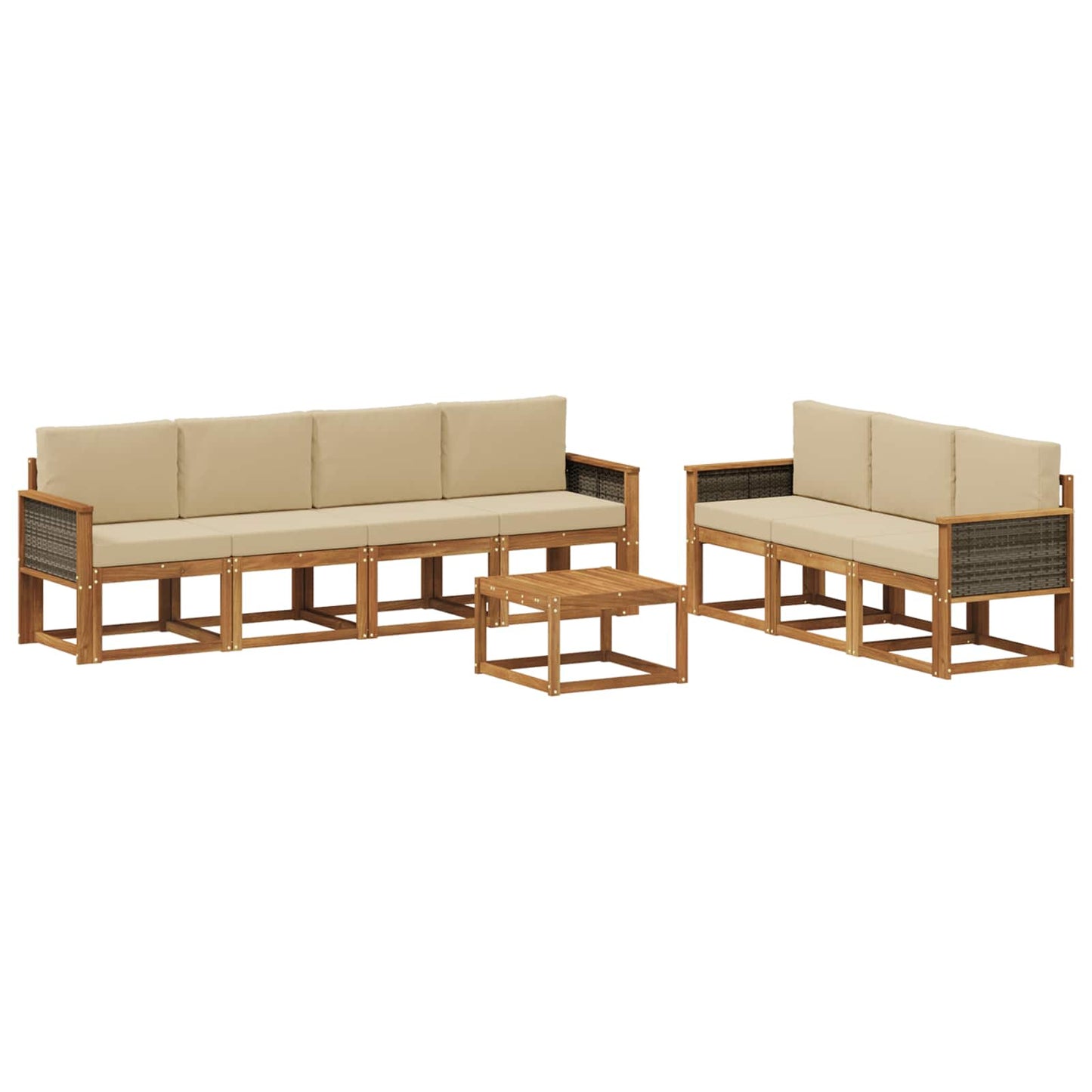 Outdoor-Sofagarnitur mit Kissen 7 pcs Natur