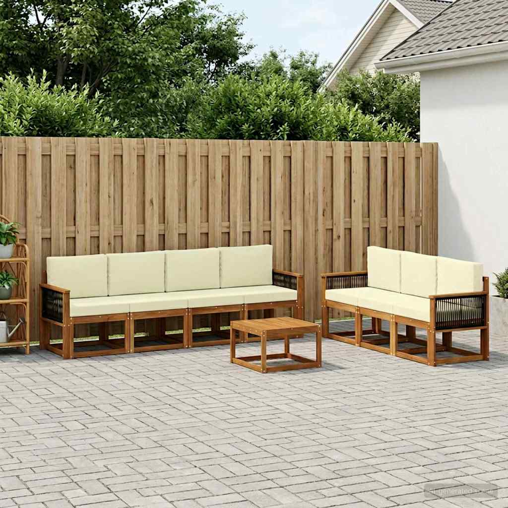 Outdoor-Sofagarnitur mit Kissen 7 pcs Natur und Creme