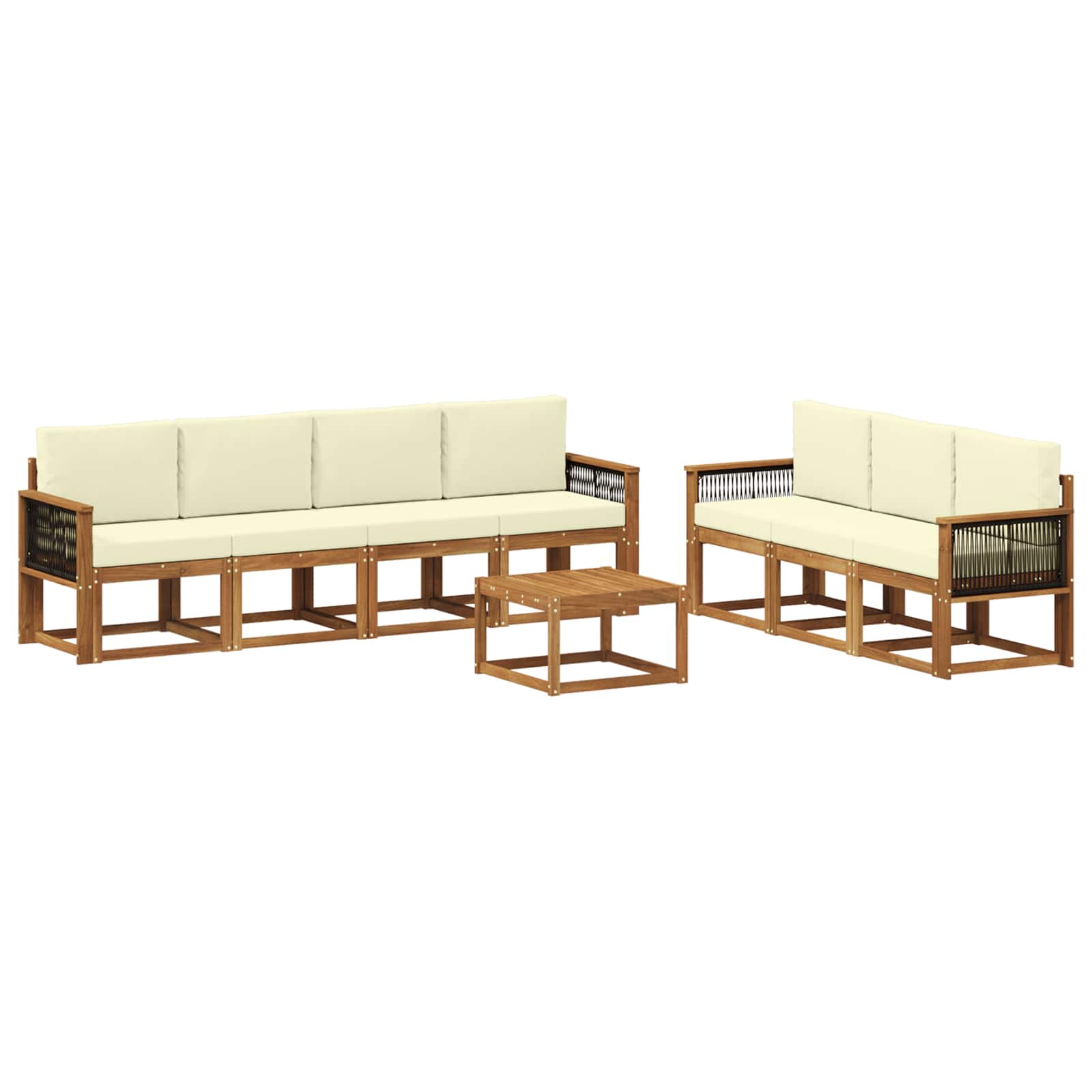 Outdoor-Sofagarnitur mit Kissen 7 pcs Natur und Creme