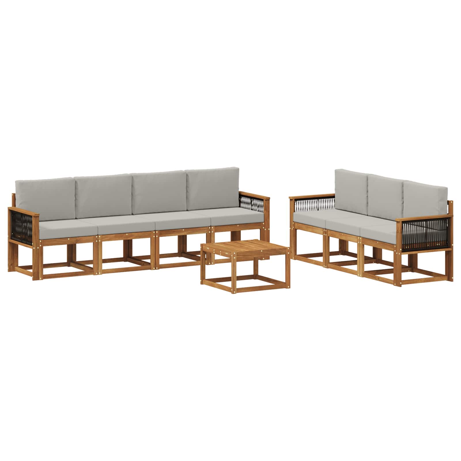Outdoor-Sofagarnitur mit Kissen 7 pcs Natürlich und Hellgrau
