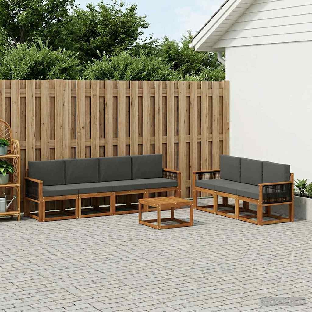 Outdoor-Sofagarnitur 7 stk. Natur und Anthrazit