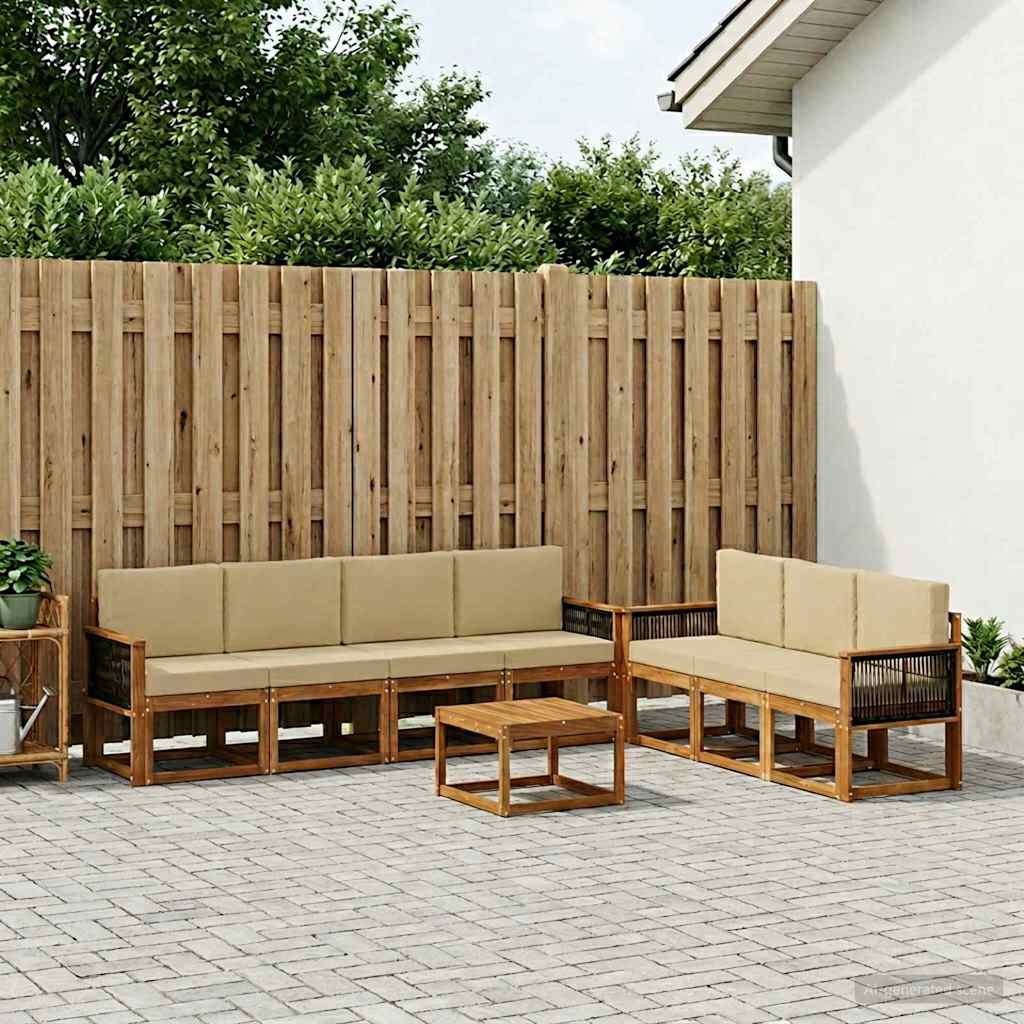 Outdoor-Sofagarnitur mit Kissen 7 pcs Natur