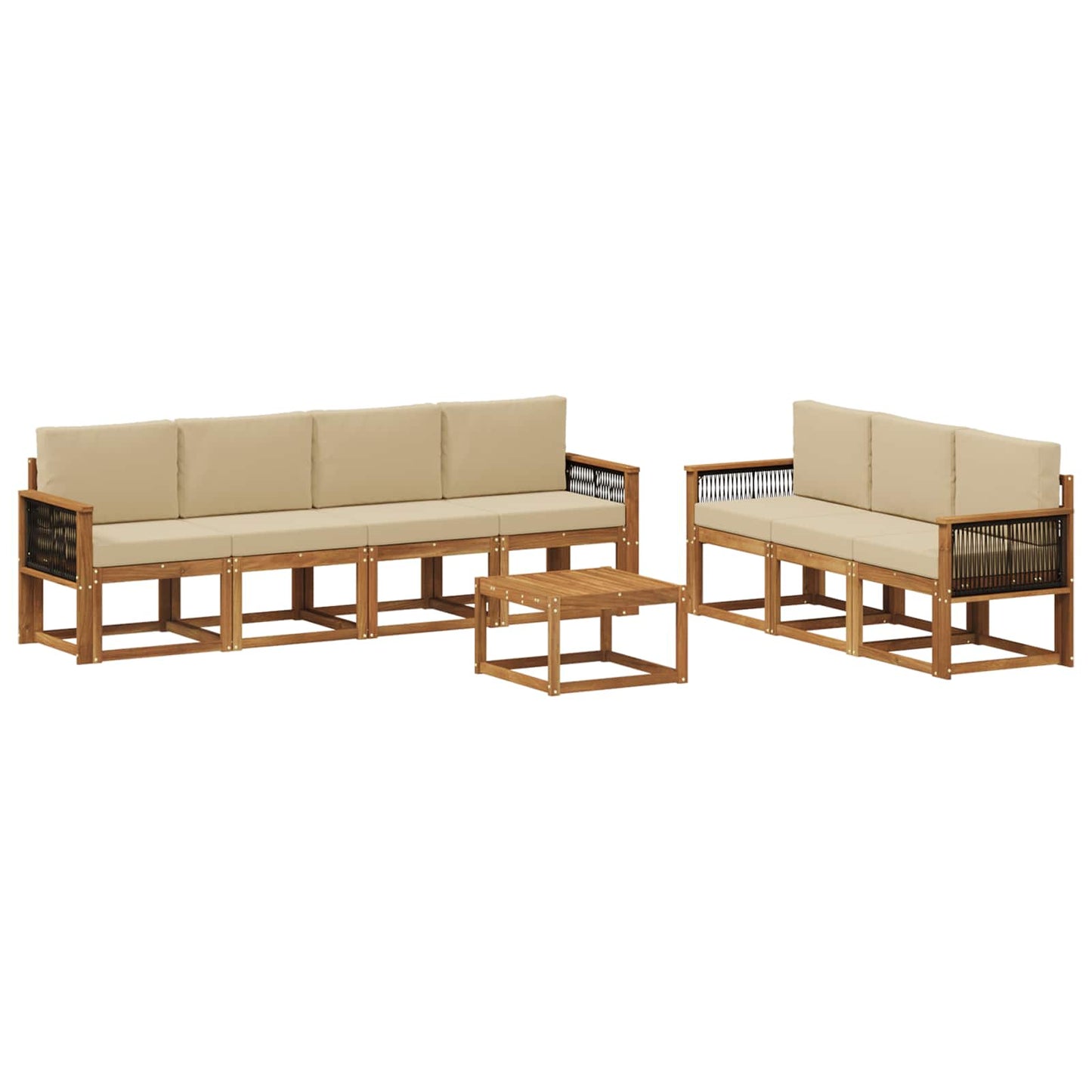 Outdoor-Sofagarnitur mit Kissen 7 pcs Natur