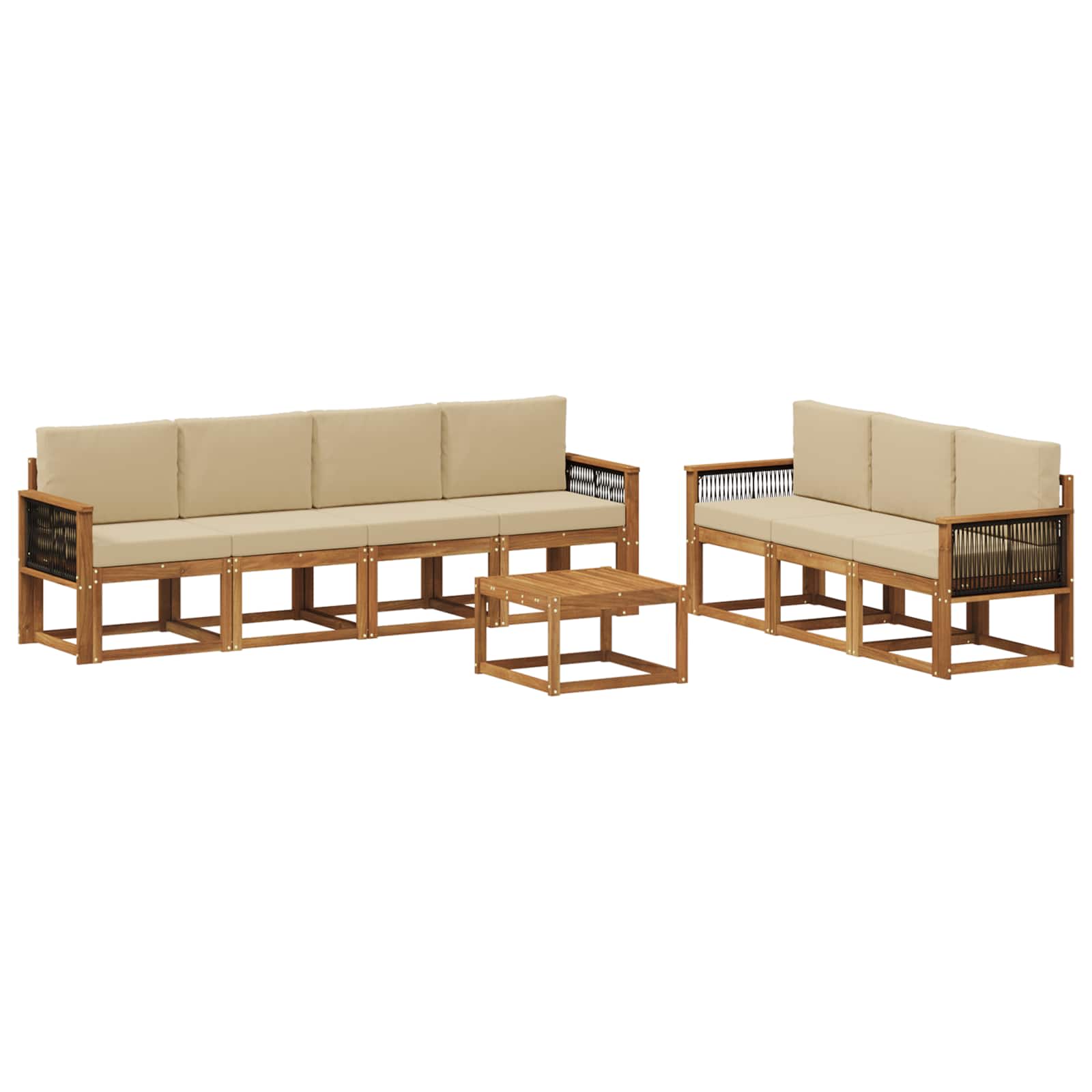 Outdoor-Sofagarnitur mit Kissen 7 pcs Natur