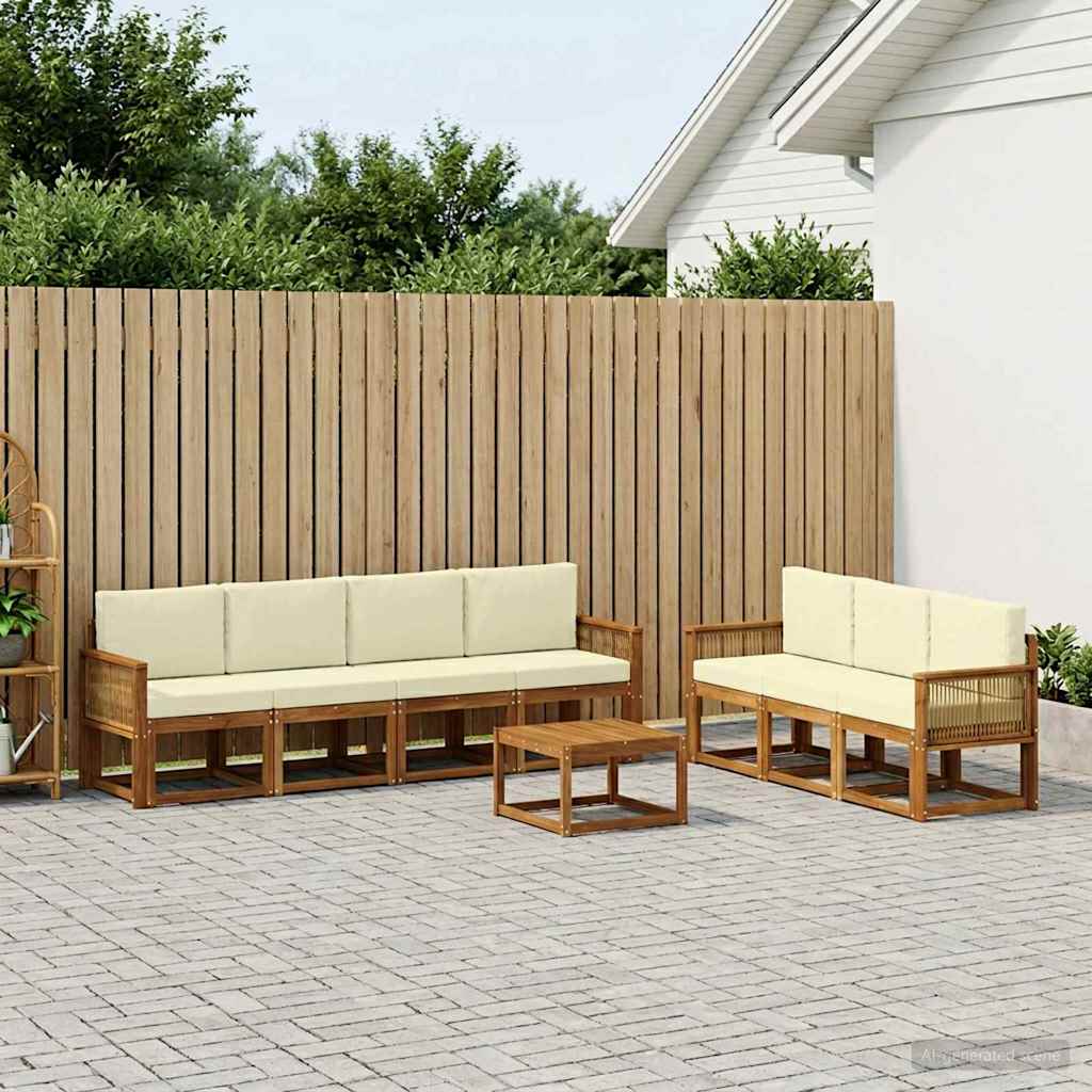 Outdoor-Sofagarnitur 8 stk. Natur und Creme Polyester