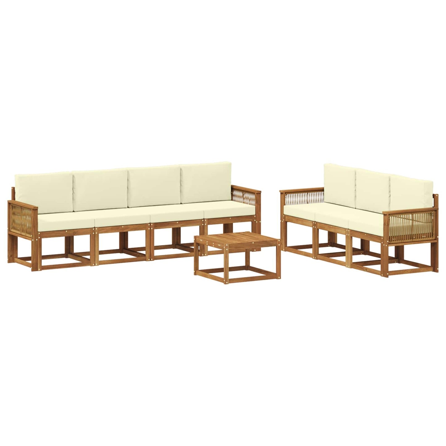 Outdoor-Sofagarnitur 8 stk. Natur und Creme Polyester