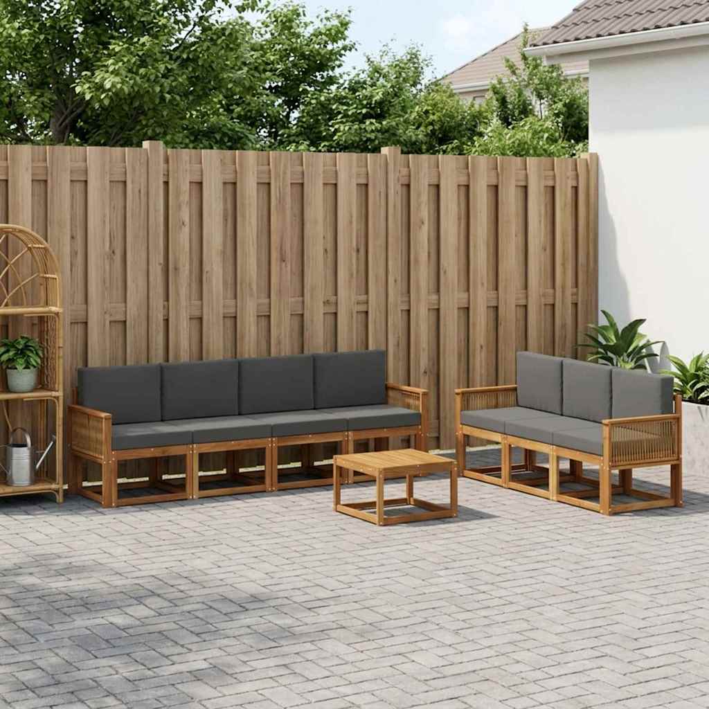 Outdoor-Sofagarnitur 8 pcs Natur und Anthrazit Polyester