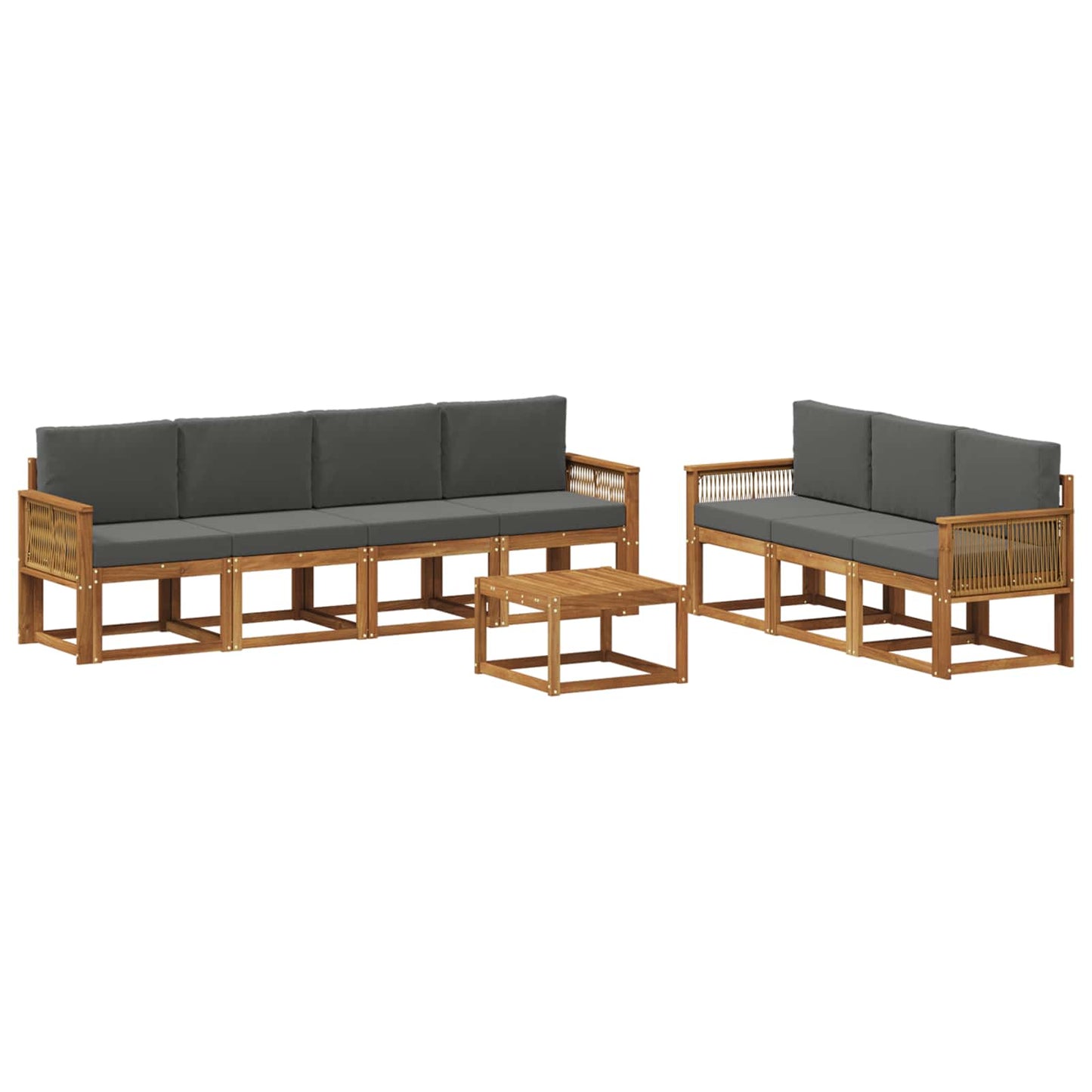 Outdoor-Sofagarnitur 8 pcs Natur und Anthrazit Polyester