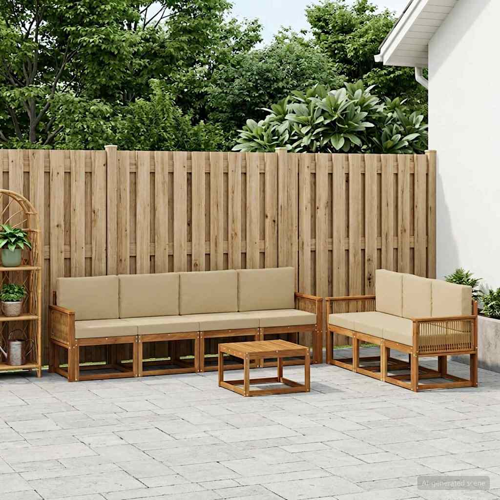 Outdoor-Sofagarnitur 8 pcs Natur und Beige Polyester