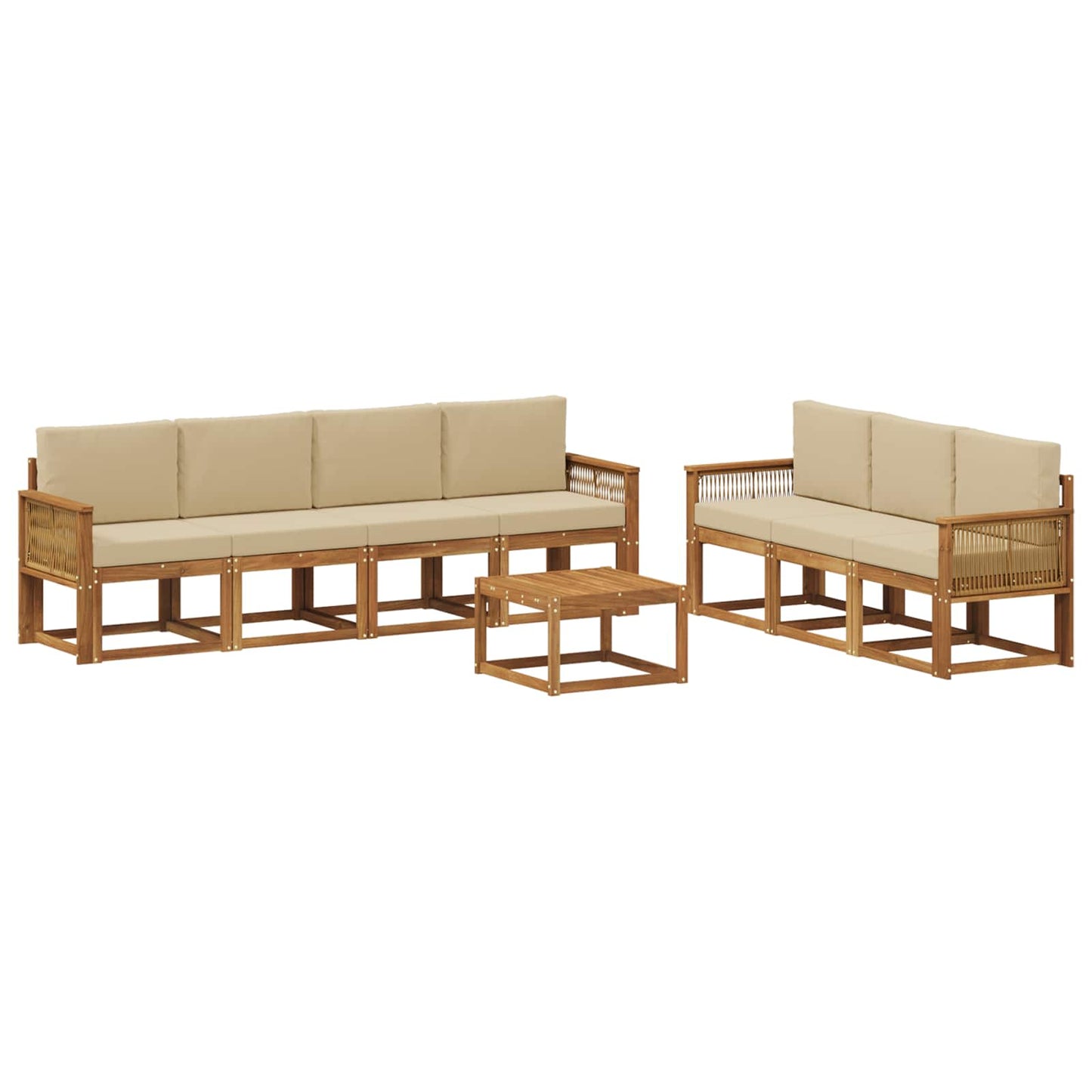 Outdoor-Sofagarnitur 8 pcs Natur und Beige Polyester