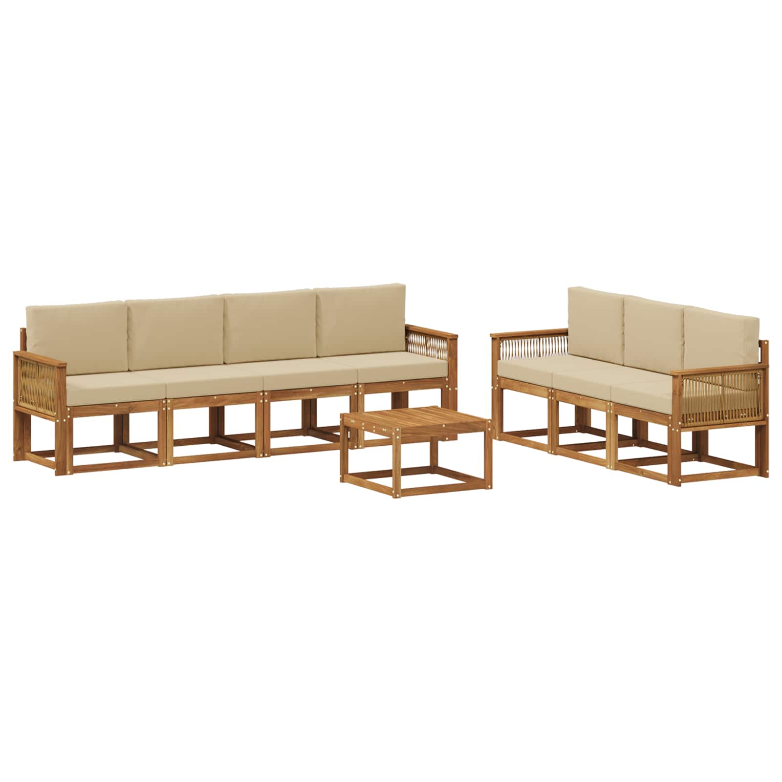 Outdoor-Sofagarnitur 8 pcs Natur und Beige Polyester
