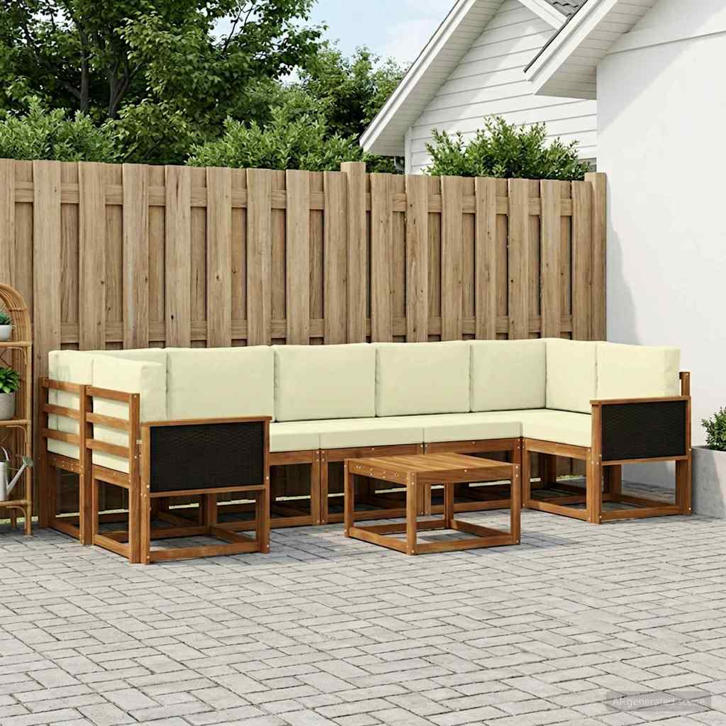 Outdoor-Sofagarnitur 6 stk. Natur und Creme