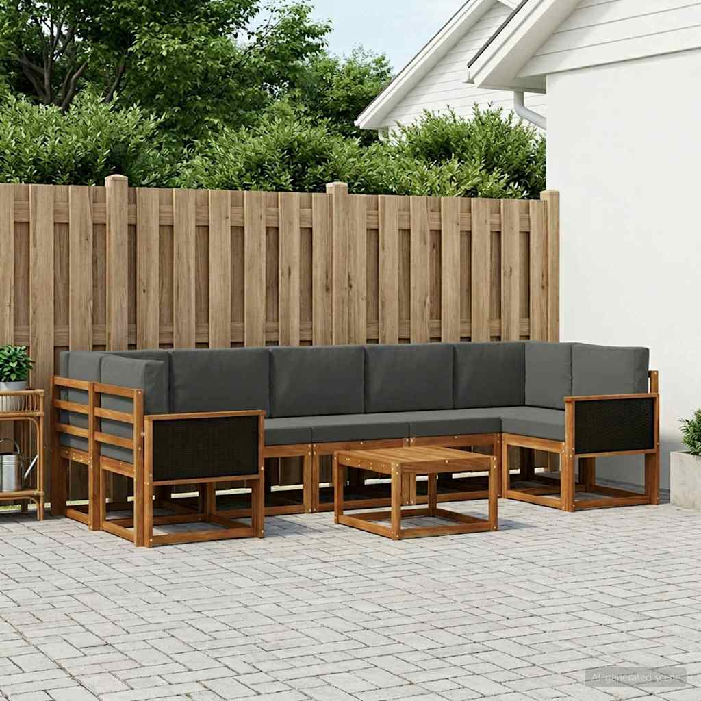 Outdoor-Sofagarnitur 6 stk. Natur und Anthrazit