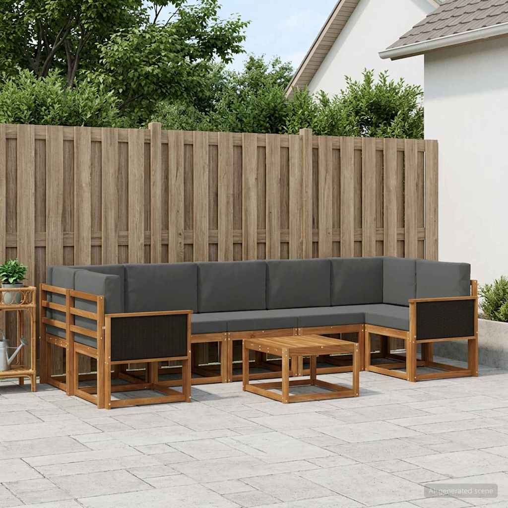 Outdoor-Sofagarnitur 6 stk. Natur und Anthrazit