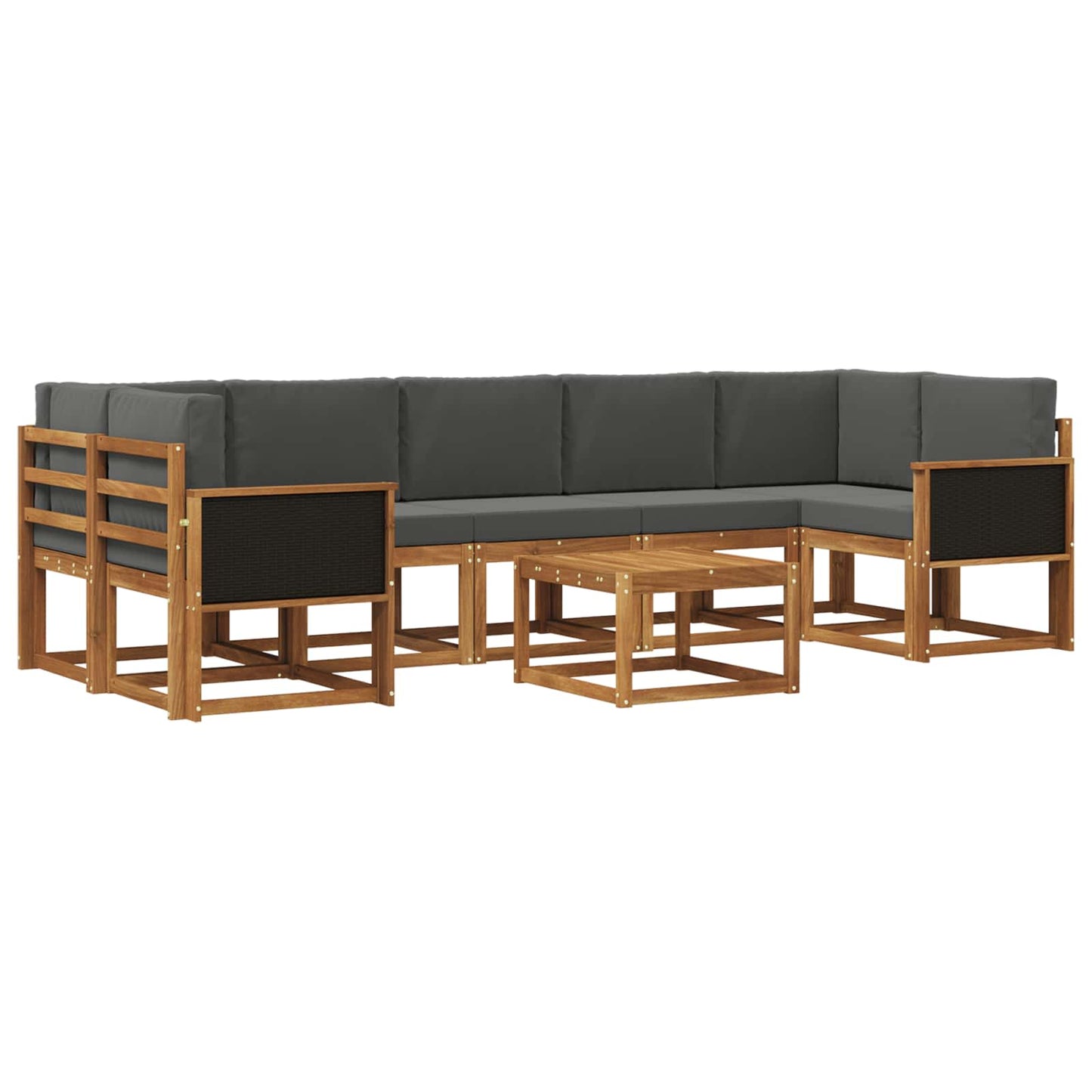 Outdoor-Sofagarnitur 6 stk. Natur und Anthrazit