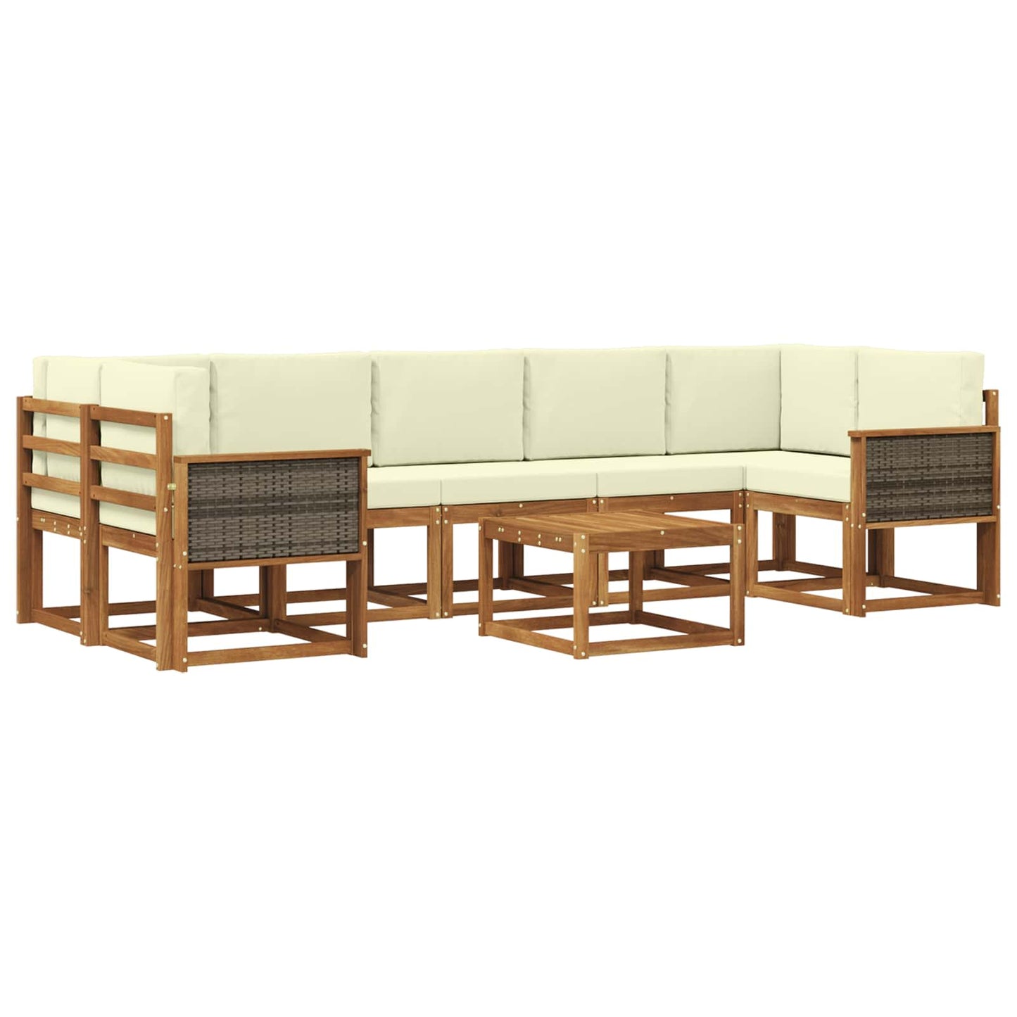 Outdoor-Sofagarnitur mit Kissen 6 pcs Natur und Creme