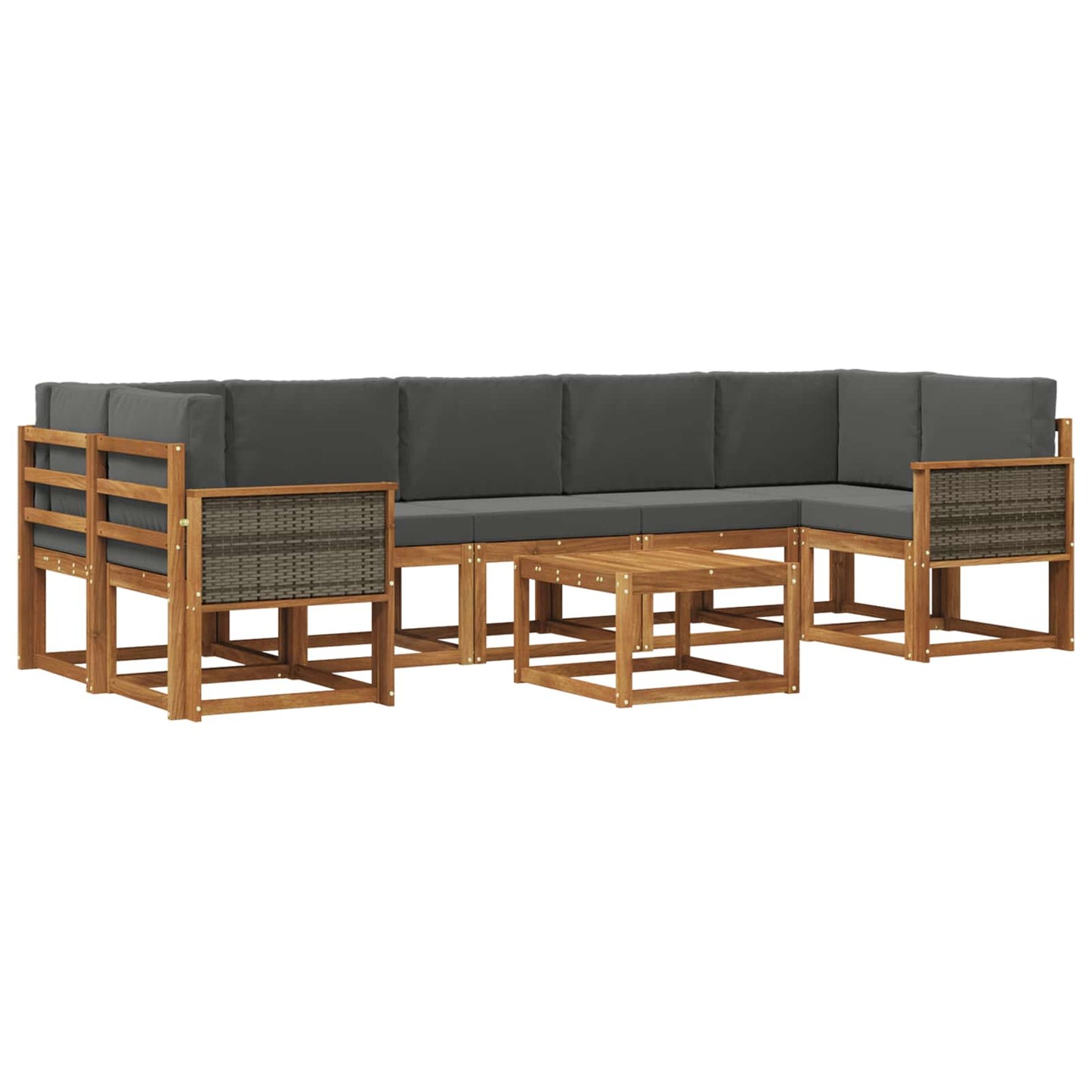 Outdoor-Sofagarnitur mit Kissen 6 pcs Natur und Anthrazit
