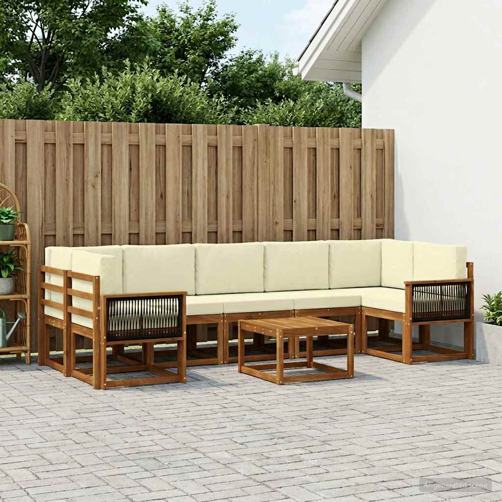 Outdoor-Sofagarnitur 6 stk. Natur und Creme