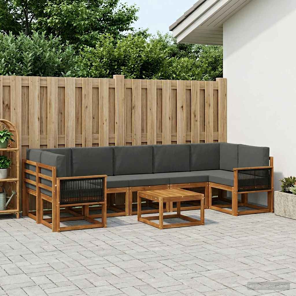 Outdoor-Sofagarnitur 6 stk. Natur und Anthrazit