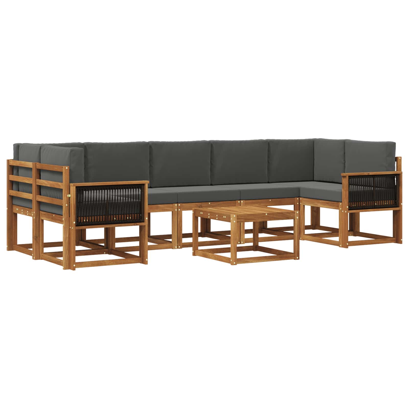 Outdoor-Sofagarnitur 6 stk. Natur und Anthrazit