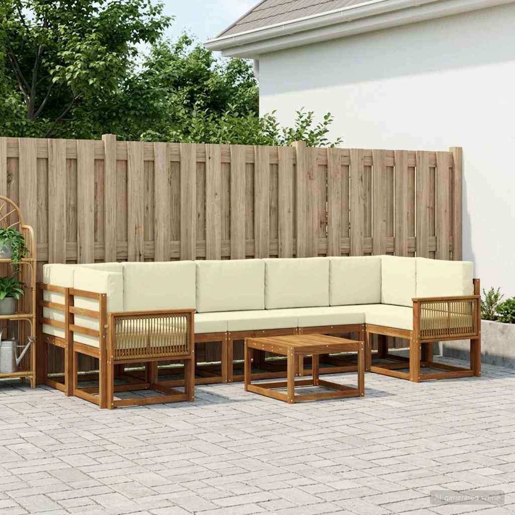 Outdoor-Sofagarnitur 8 stk. Natur und Creme Polyester