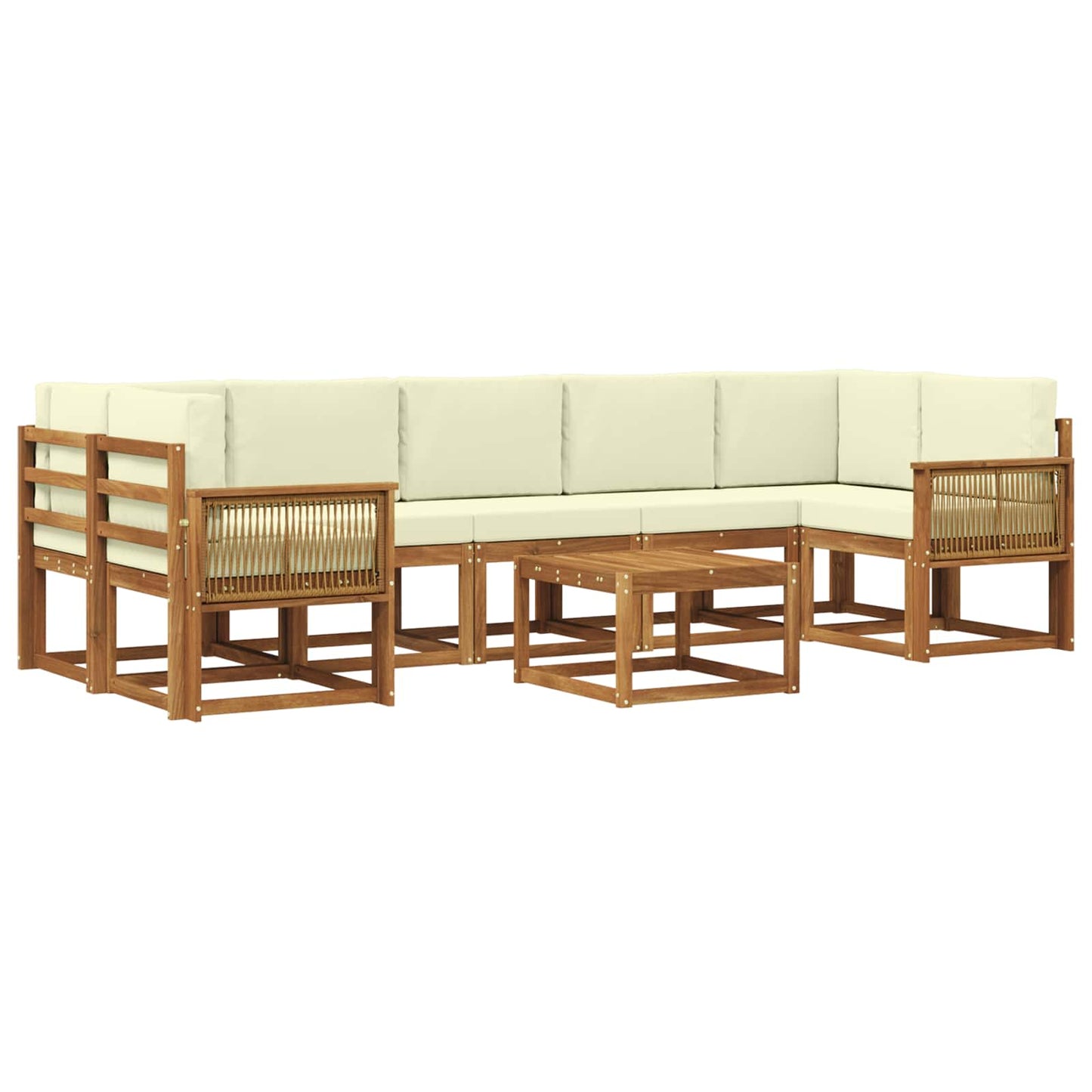 Outdoor-Sofagarnitur 8 stk. Natur und Creme Polyester