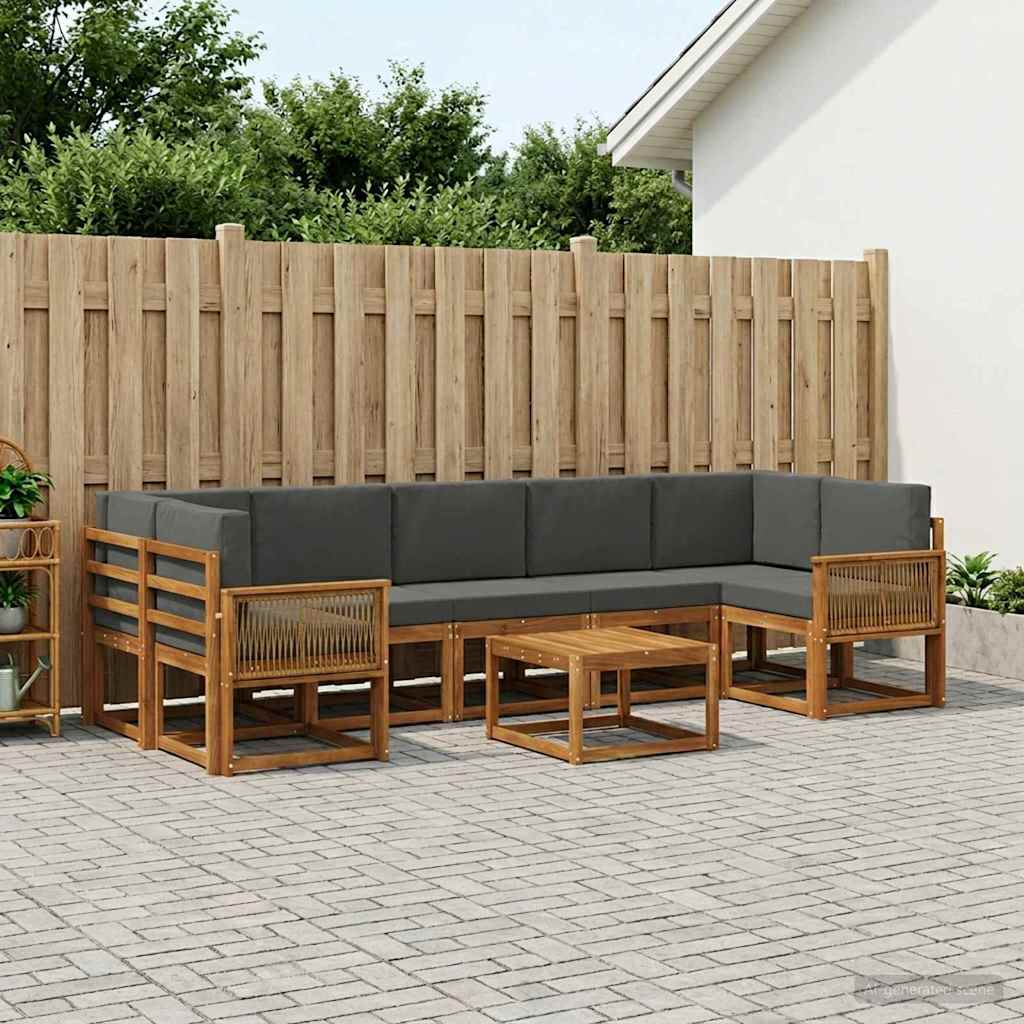 Outdoor-Sofagarnitur 8 stk. Natur und Anthrazit Polyester