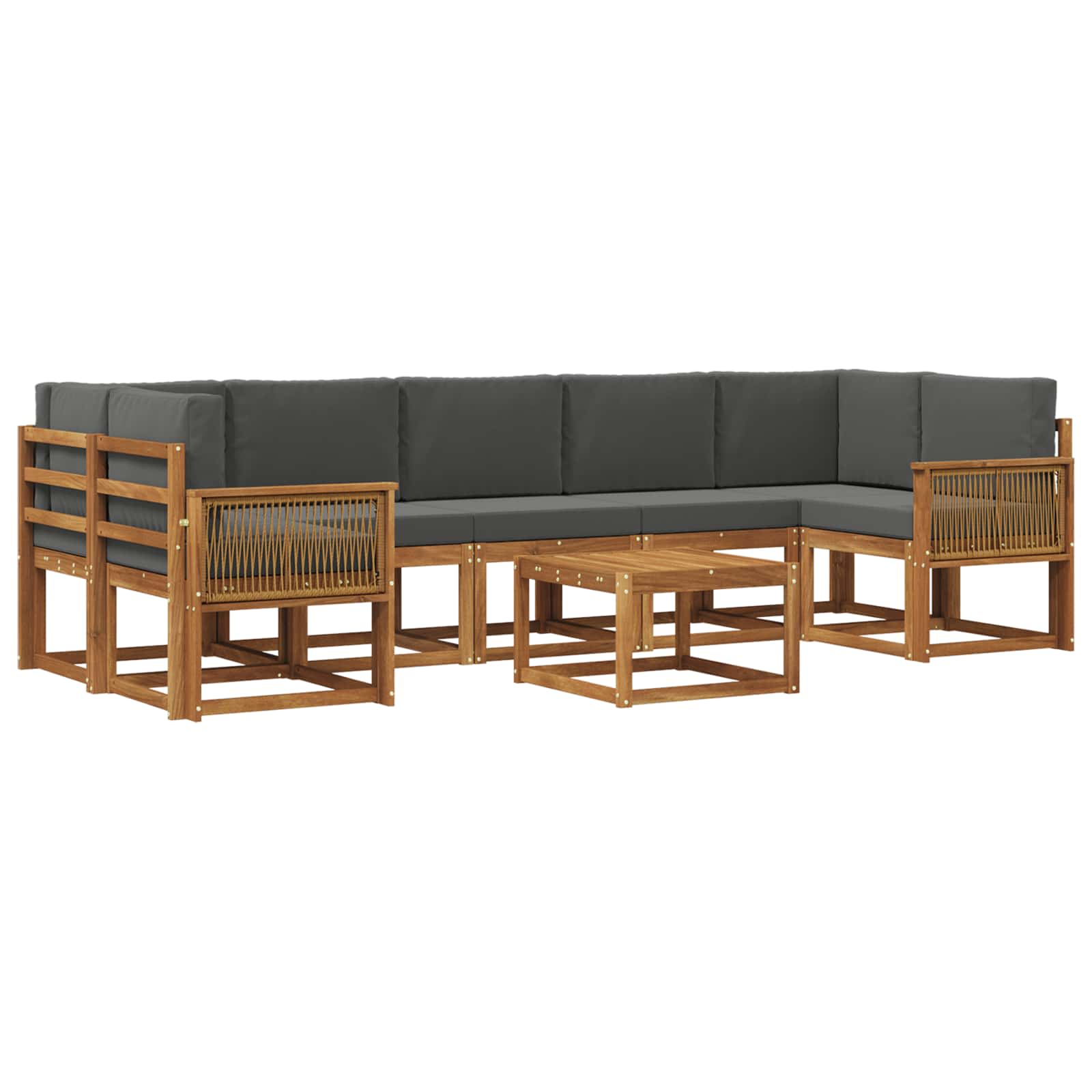 Outdoor-Sofagarnitur 8 stk. Natur und Anthrazit Polyester