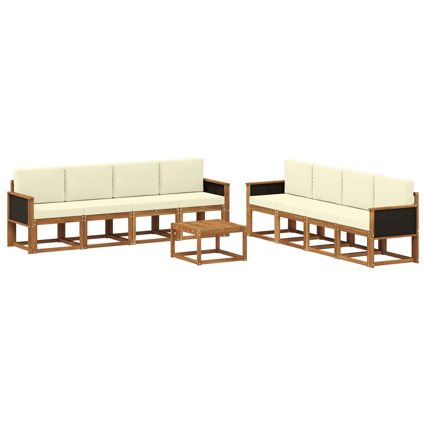 Outdoor-Sofagarnitur 9 stk. Natur und Creme