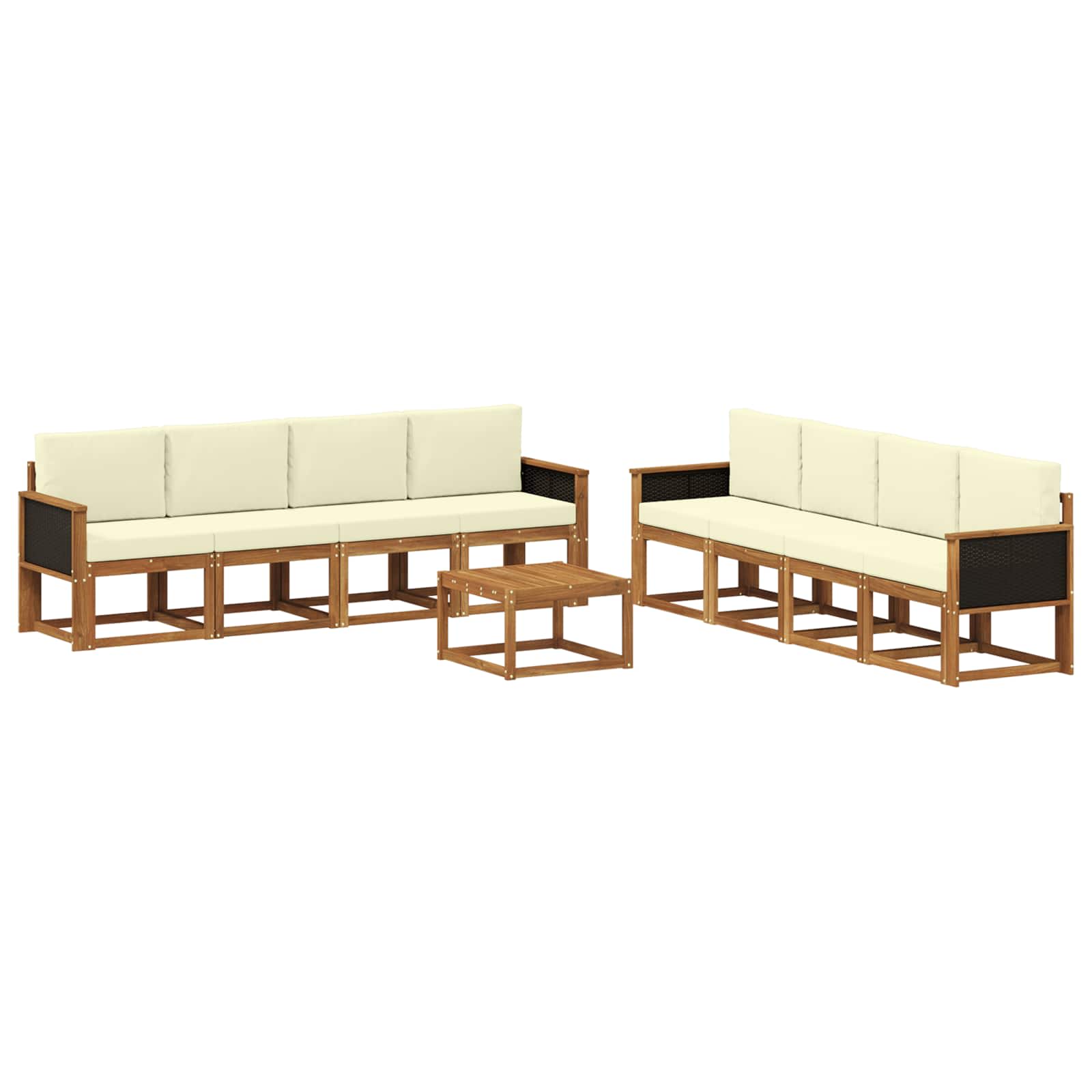 Outdoor-Sofagarnitur 9 stk. Natur und Creme