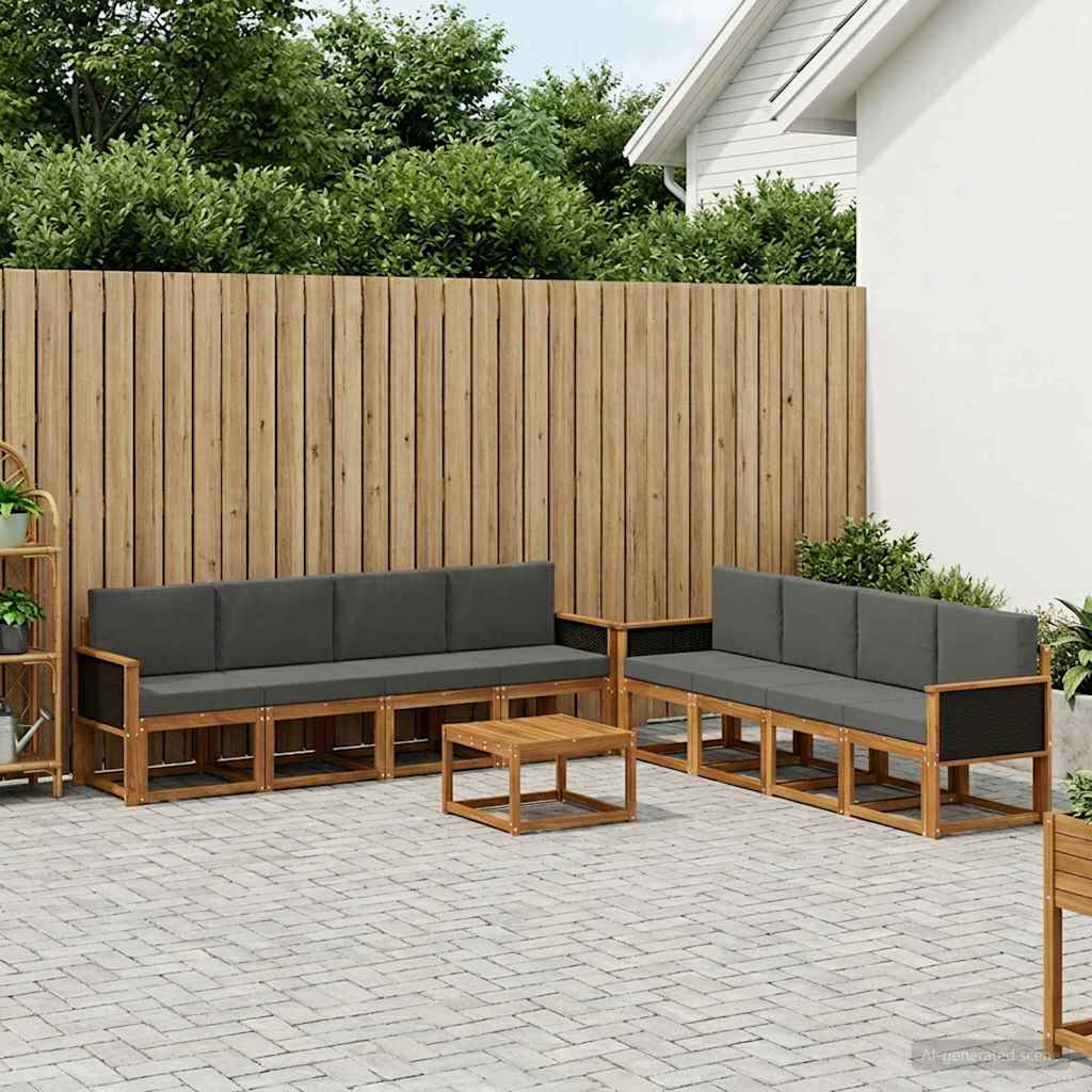 Outdoor-Sofagarnitur mit Kissen 7 pcs Natur und Anthrazit
