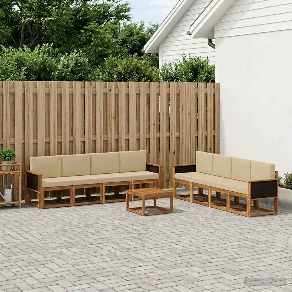 Outdoor-Sofagarnitur mit Kissen 7 pcs Natur
