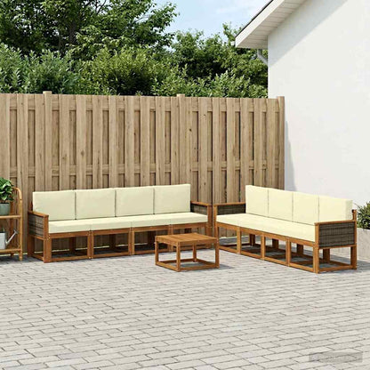 Outdoor-Sofagarnitur 9 stk. Natur und Creme