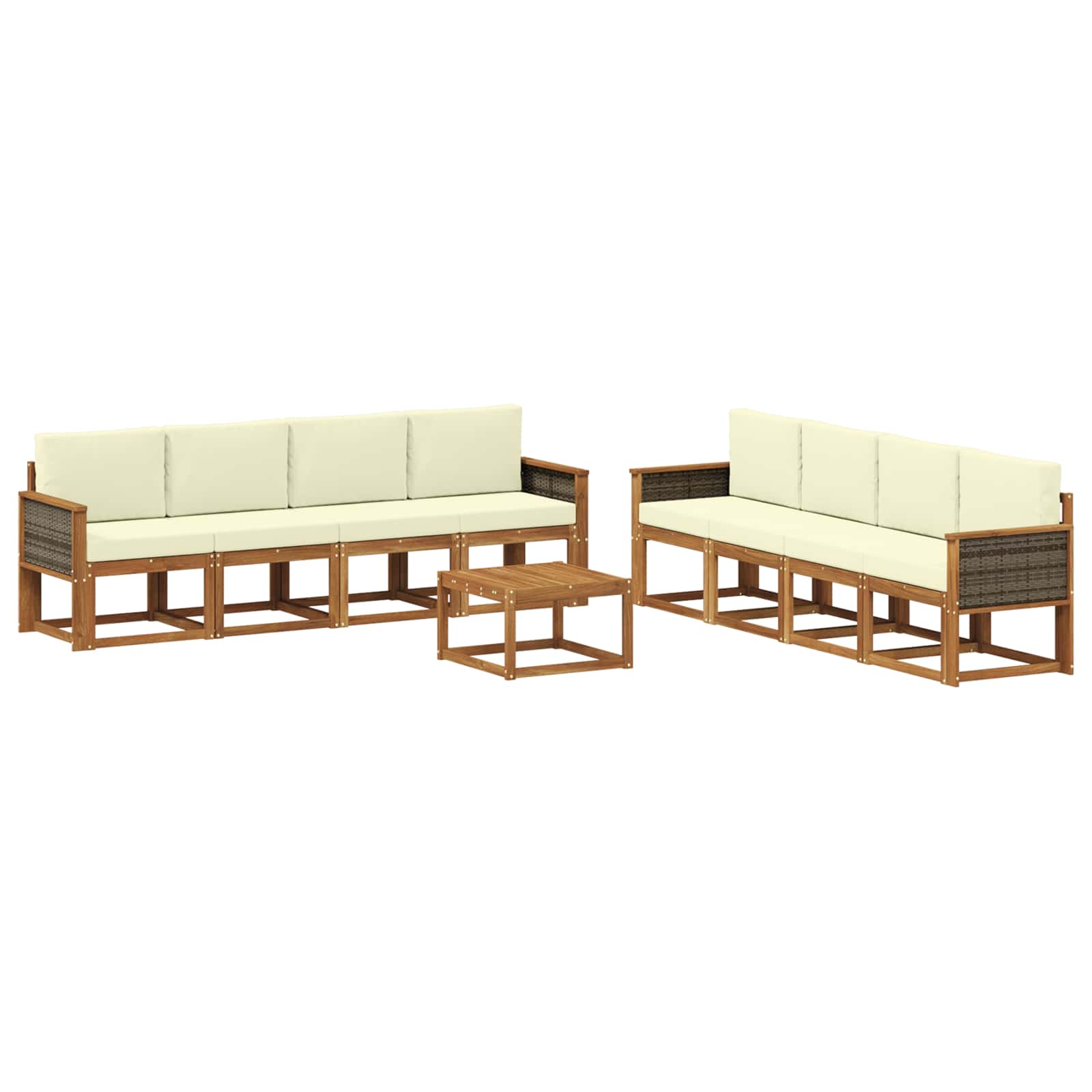 Outdoor-Sofagarnitur mit Kissen 7 pcs Natur und Creme