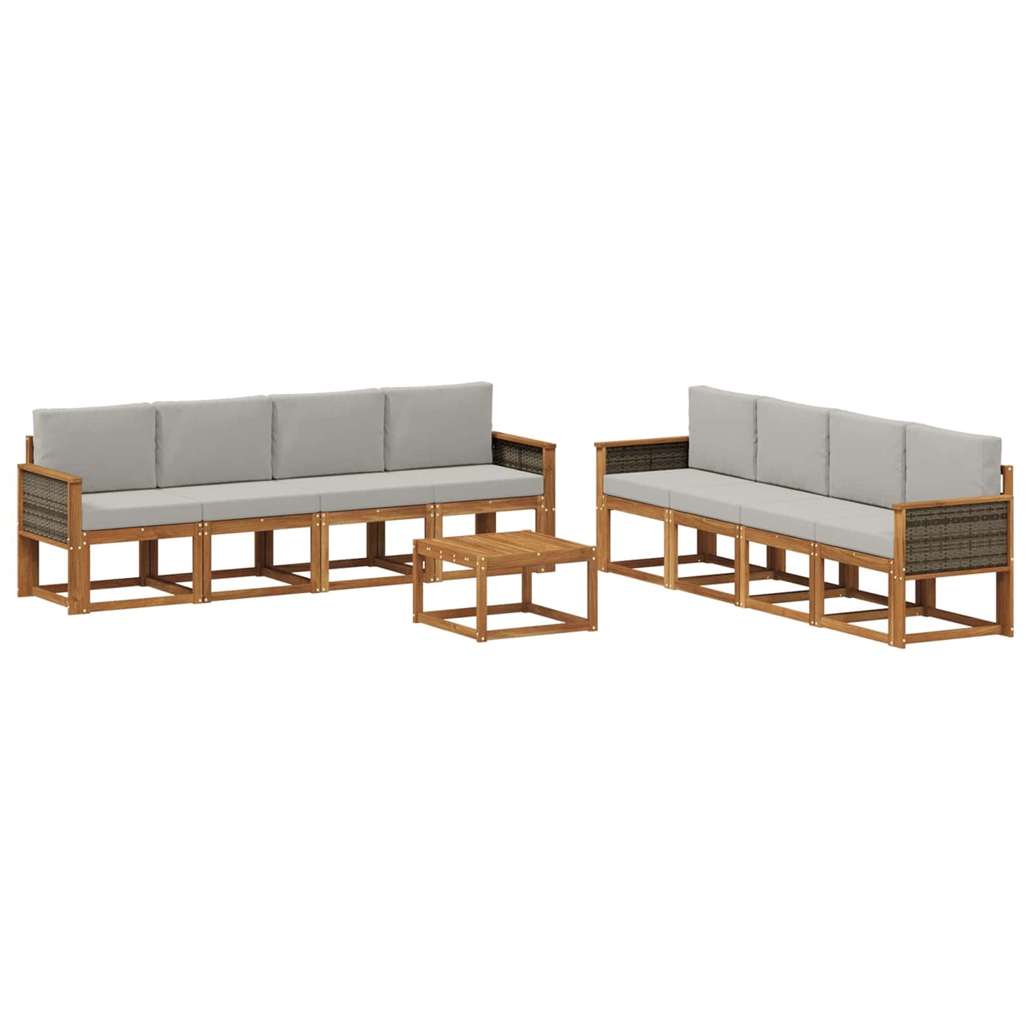 Outdoor-Sofagarnitur mit Kissen 7 pcs Natürlich und Hellgrau