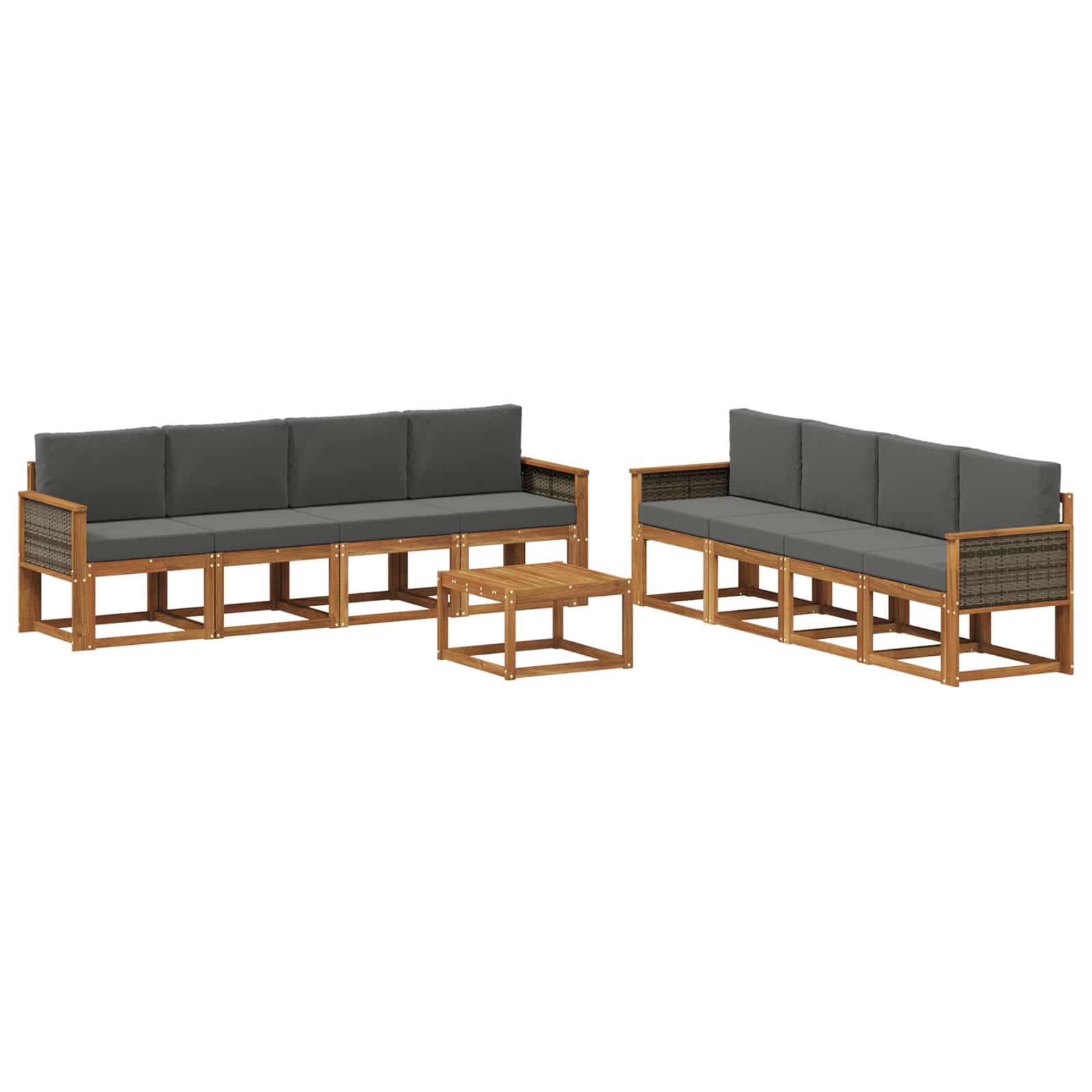 Outdoor-Sofagarnitur 9 stk. Natur und Anthrazit