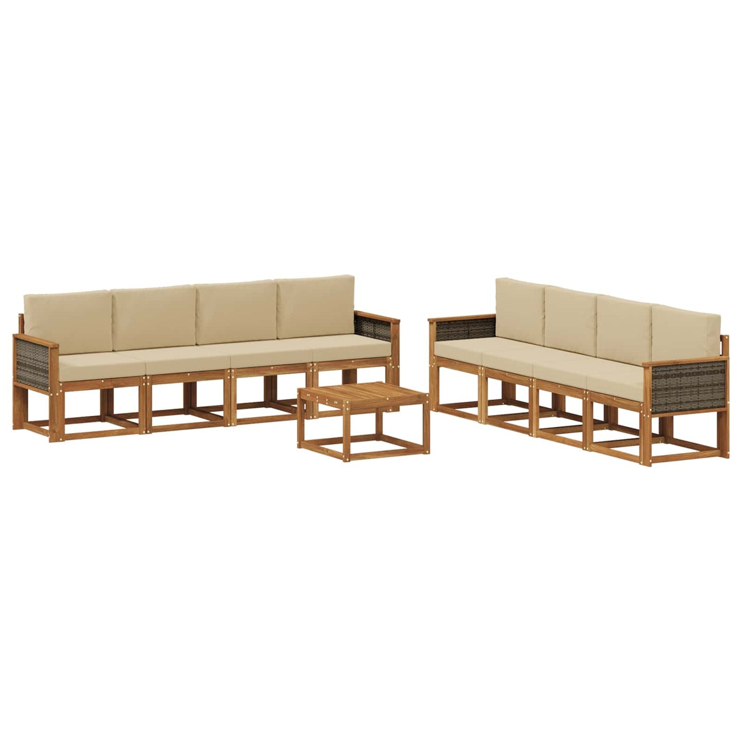 Outdoor-Sofagarnitur 9 stk. Natur und Beige