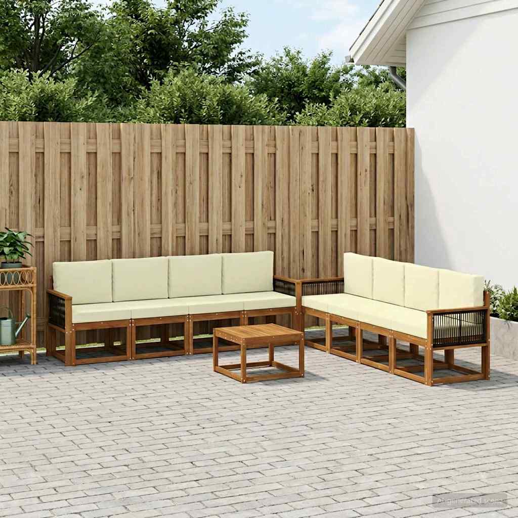 Outdoor-Sofagarnitur mit Kissen 7 pcs Natur und Creme