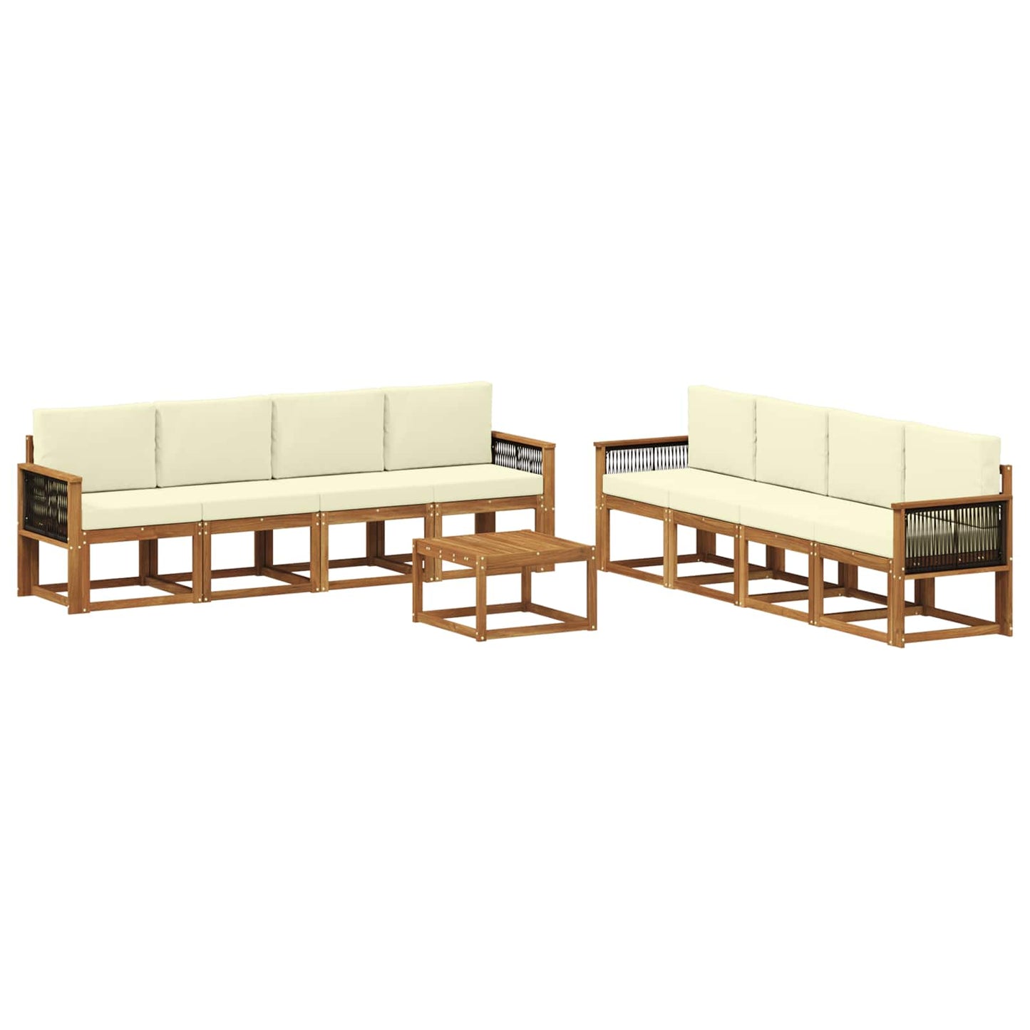 Outdoor-Sofagarnitur mit Kissen 7 pcs Natur und Creme