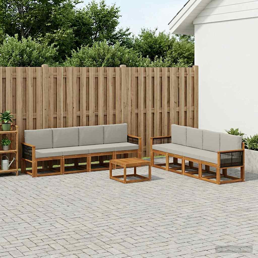 Outdoor-Sofagarnitur mit Kissen 7 pcs Natürlich und Hellgrau