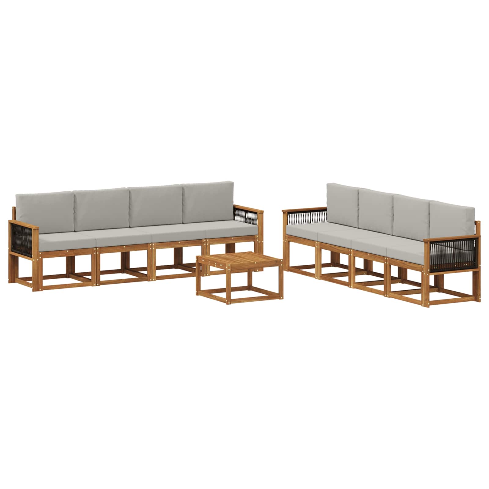 Outdoor-Sofagarnitur mit Kissen 7 pcs Natürlich und Hellgrau