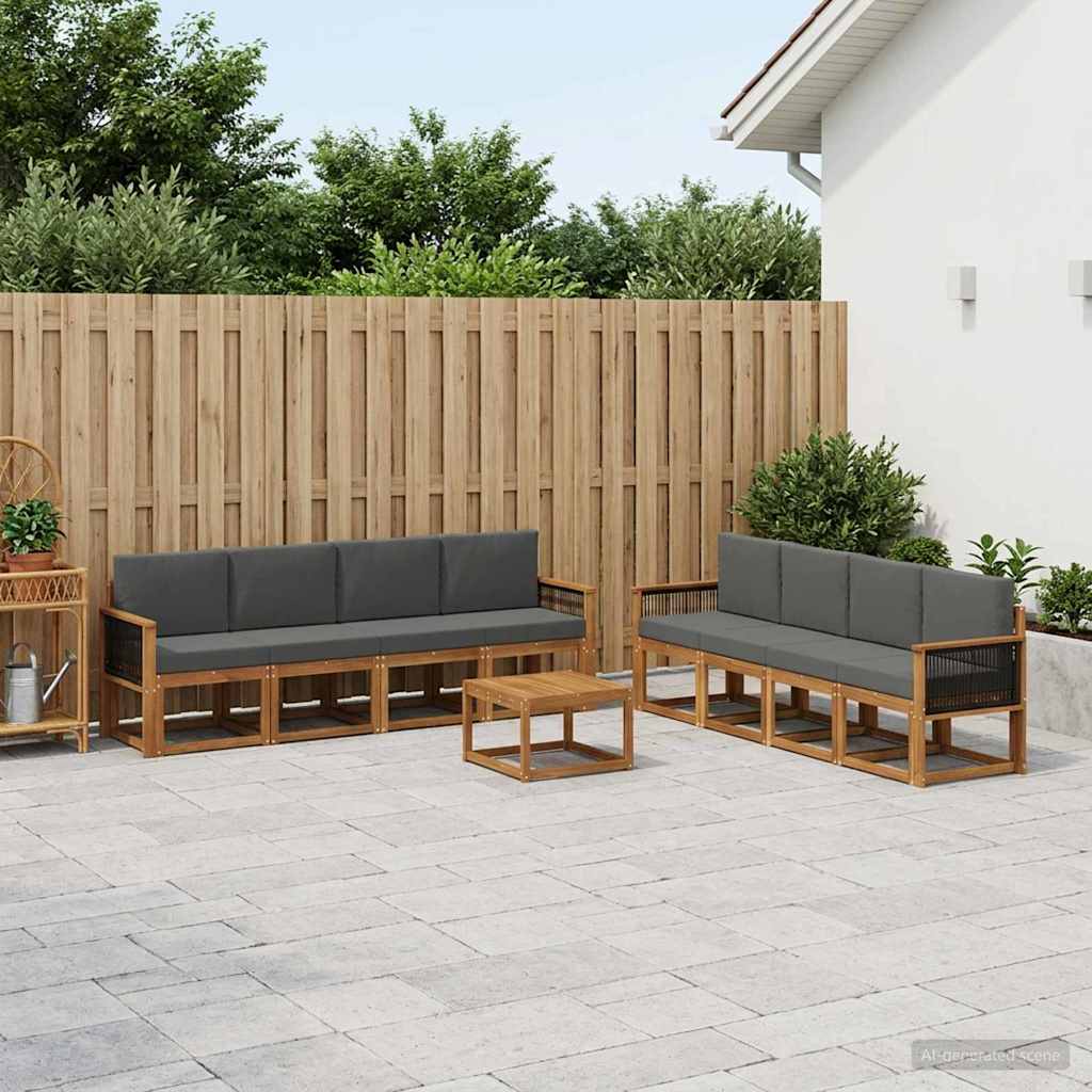 Outdoor-Sofagarnitur mit Kissen 7 pcs Natur und Anthrazit
