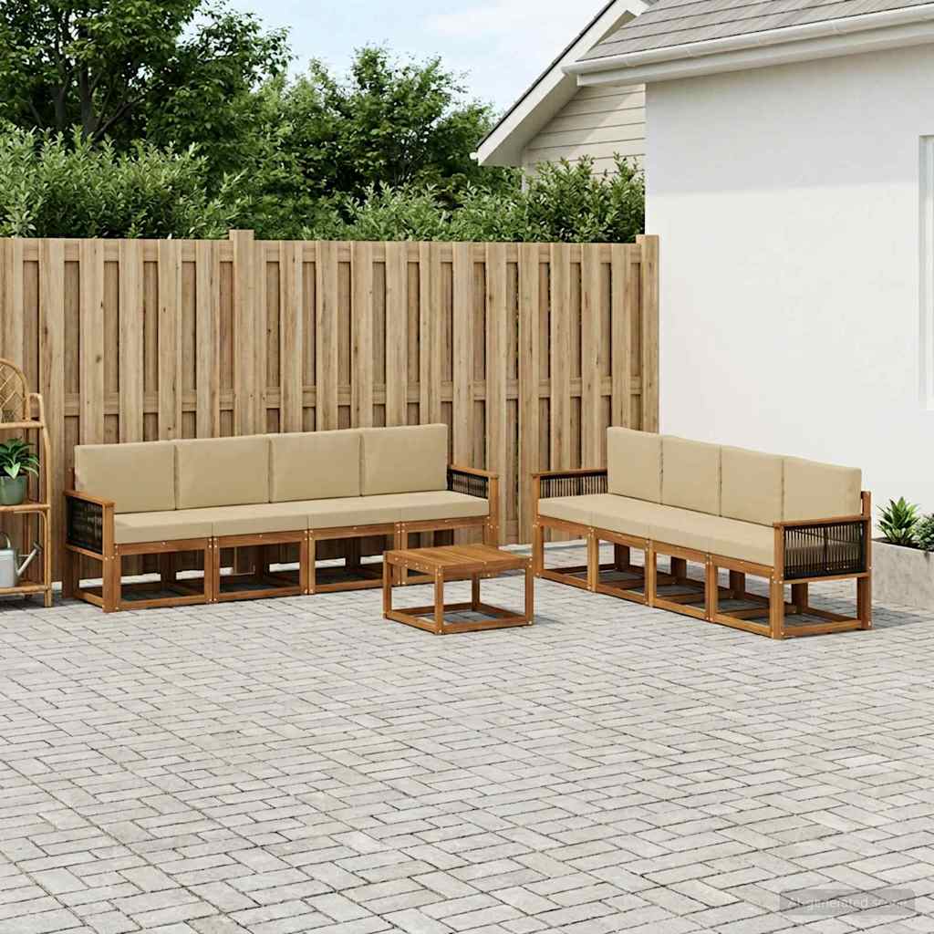 Outdoor-Sofagarnitur mit Kissen 7 pcs Natur