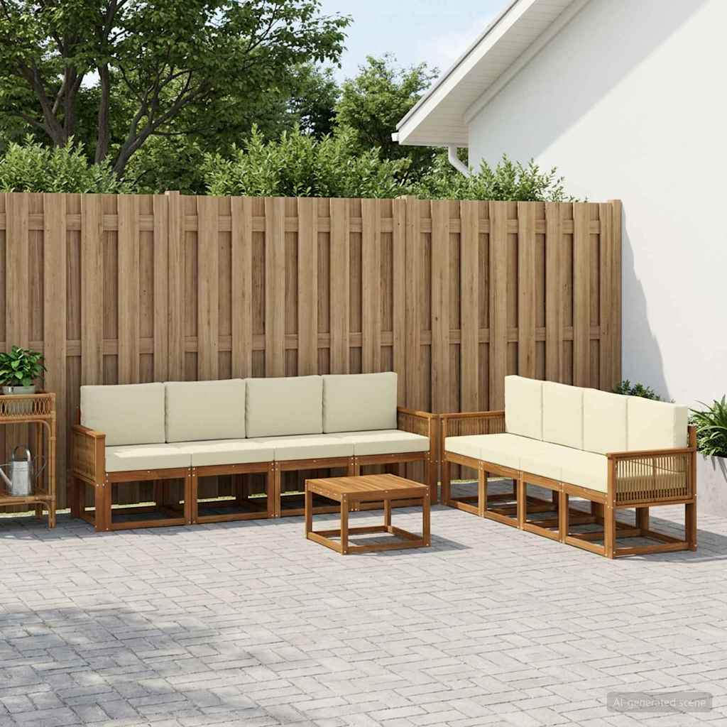 Outdoor-Sofagarnitur 9 pcs Natur und Creme Polyester