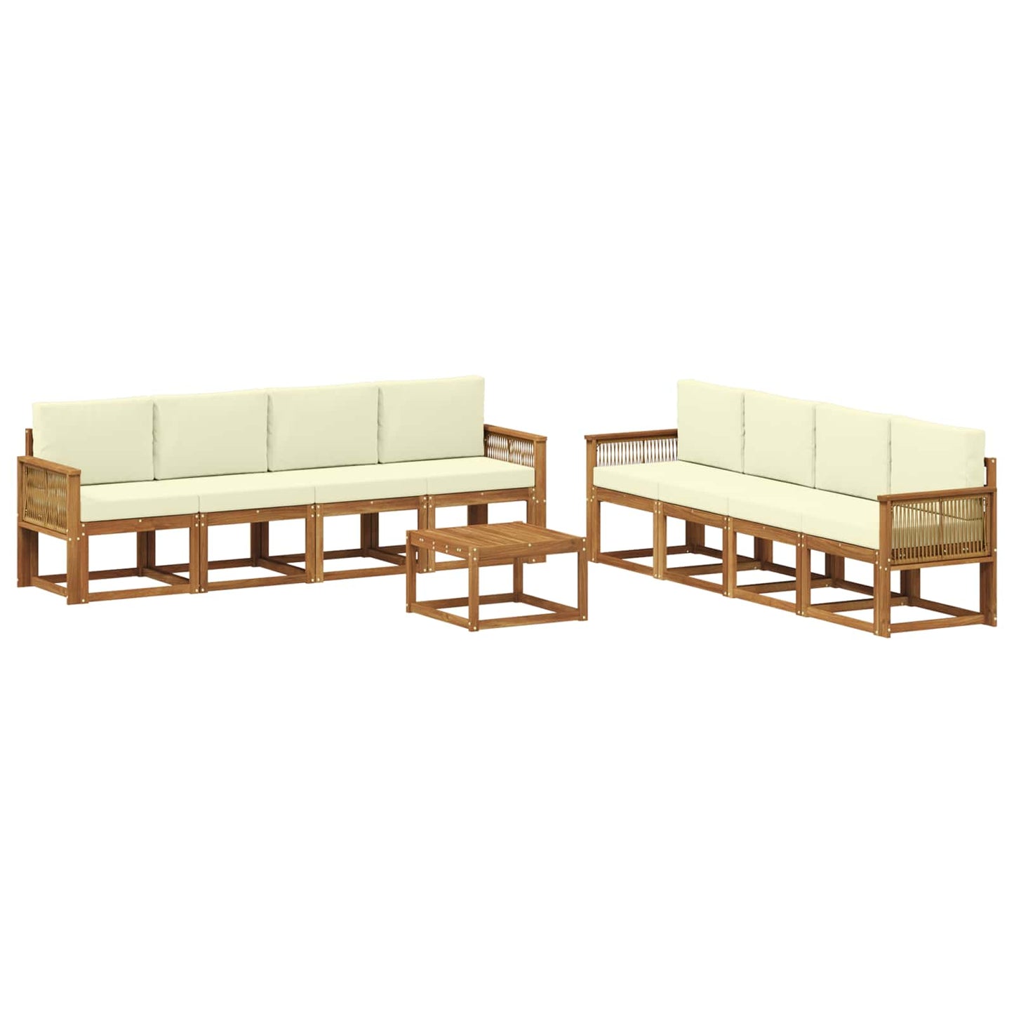 Outdoor-Sofagarnitur 9 pcs Natur und Creme Polyester