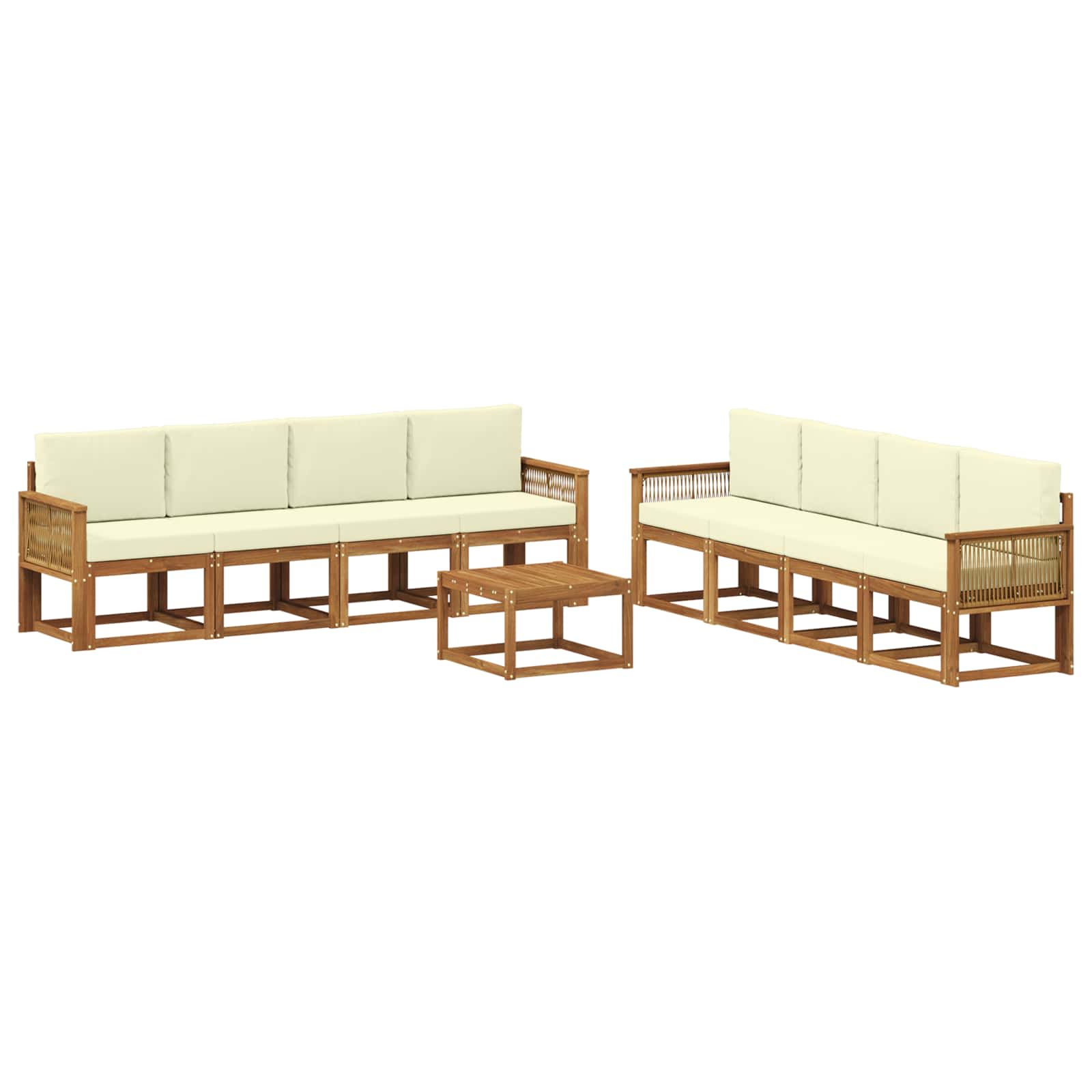 Outdoor-Sofagarnitur 9 pcs Natur und Creme Polyester