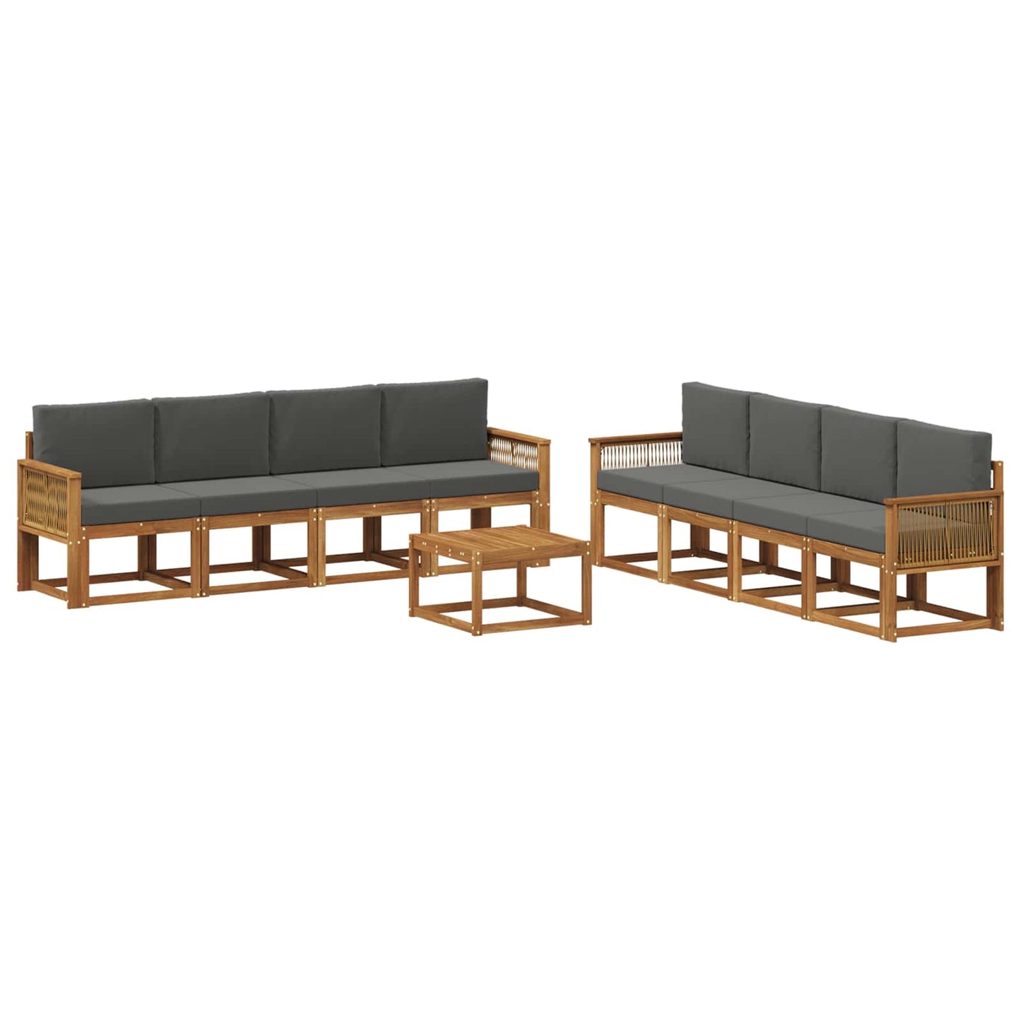 Outdoor-Sofagarnitur 9 pcs Natur und Anthrazit Polyester