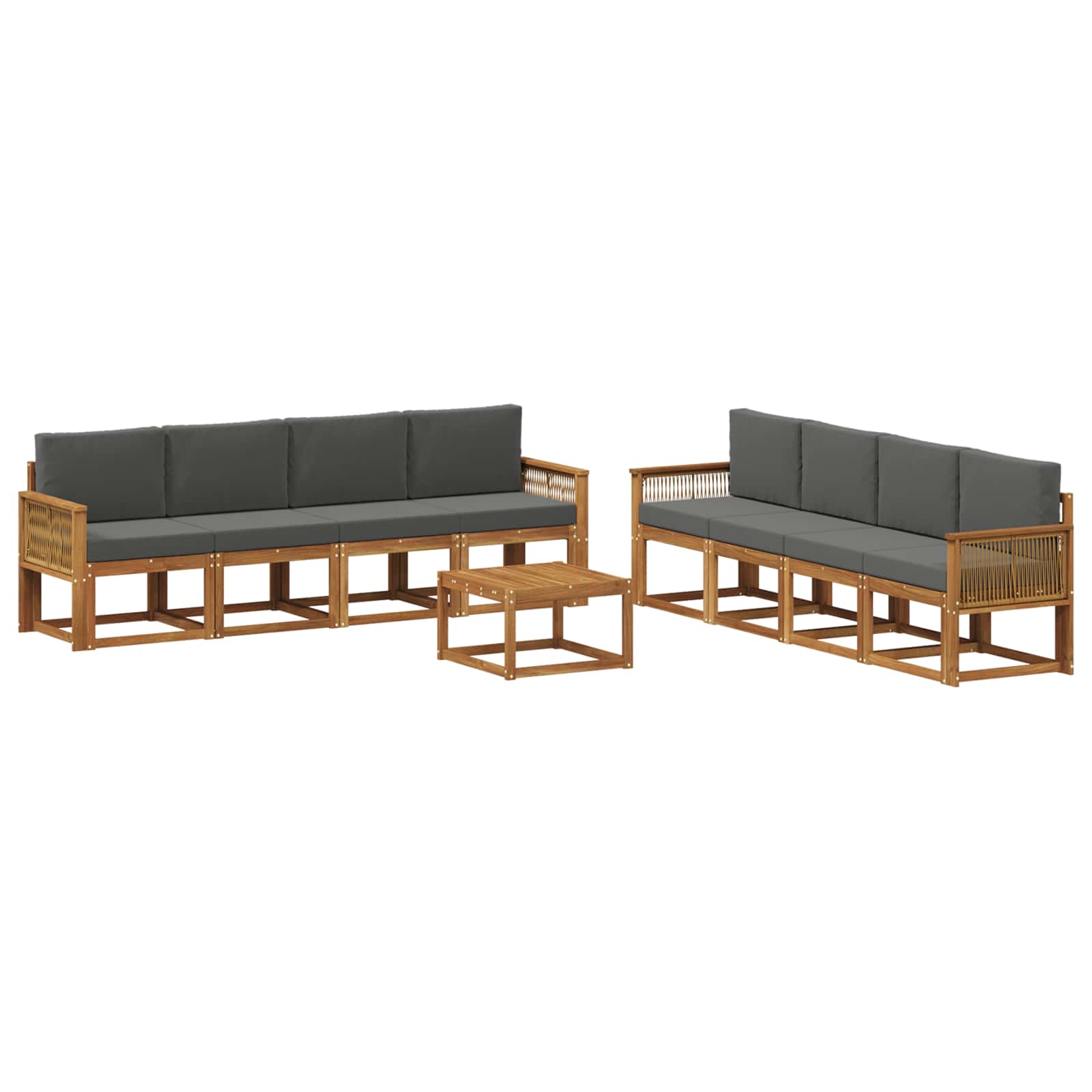 Outdoor-Sofagarnitur 9 pcs Natur und Anthrazit Polyester